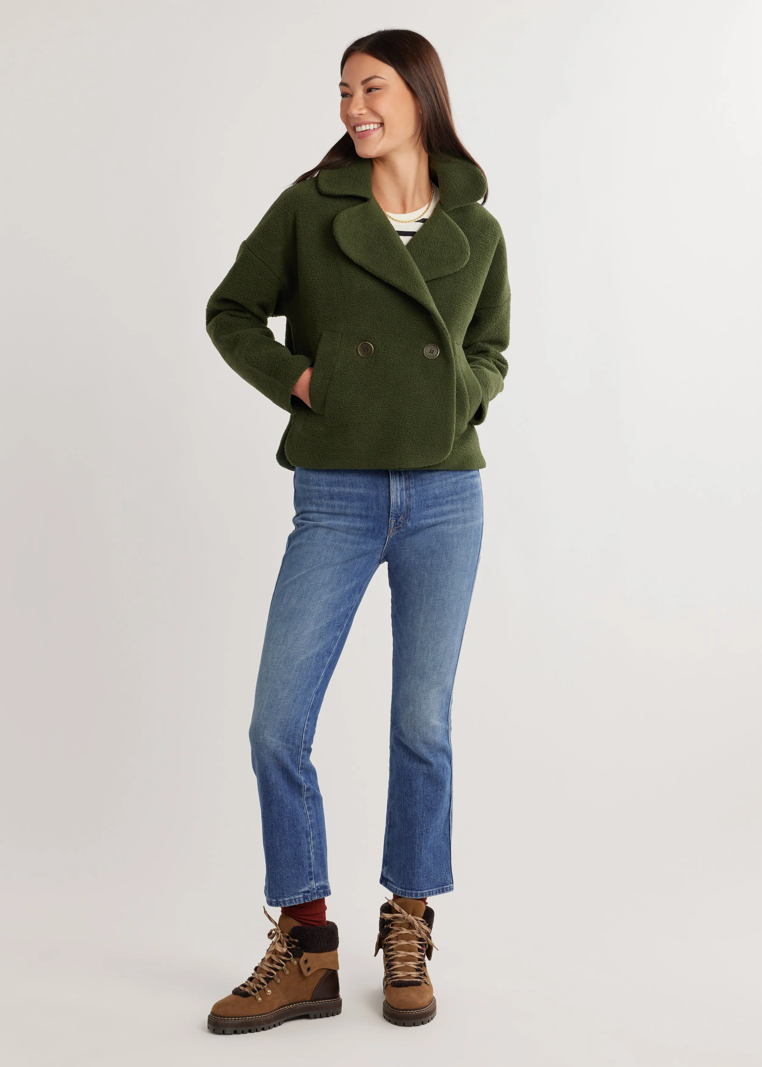 Chalet Coat in Sherpa Fleece (Spruce) sold by Dudley Stephens product image thumbnail 2