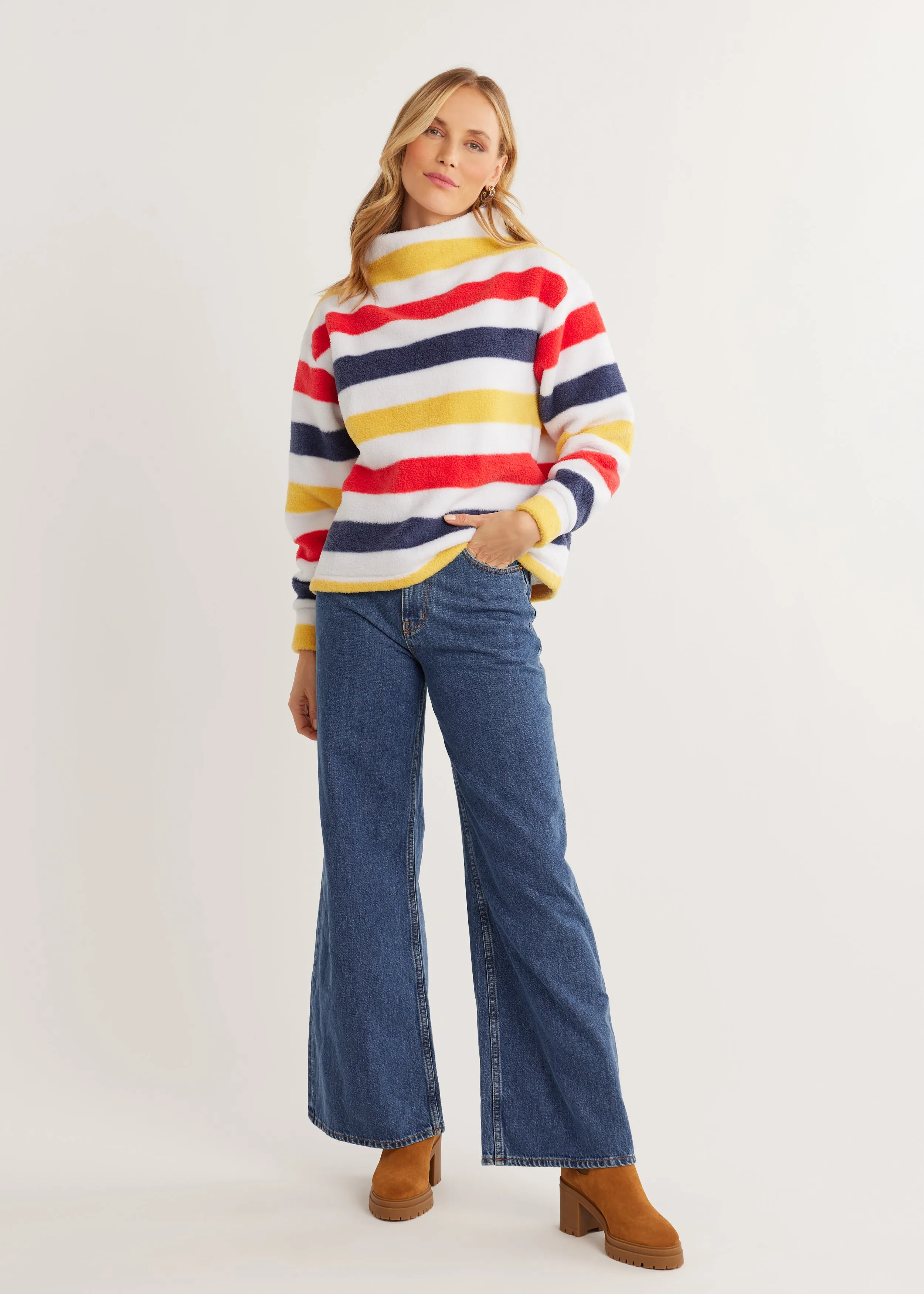 Demi Mock Neck in Sherpa Fleece (Camp Stripe) sold by Dudley Stephens product image thumbnail 4