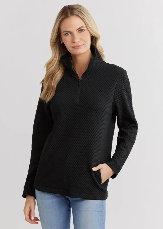 Pocomo Pullover in Waffle (Black) sold by Dudley Stephens