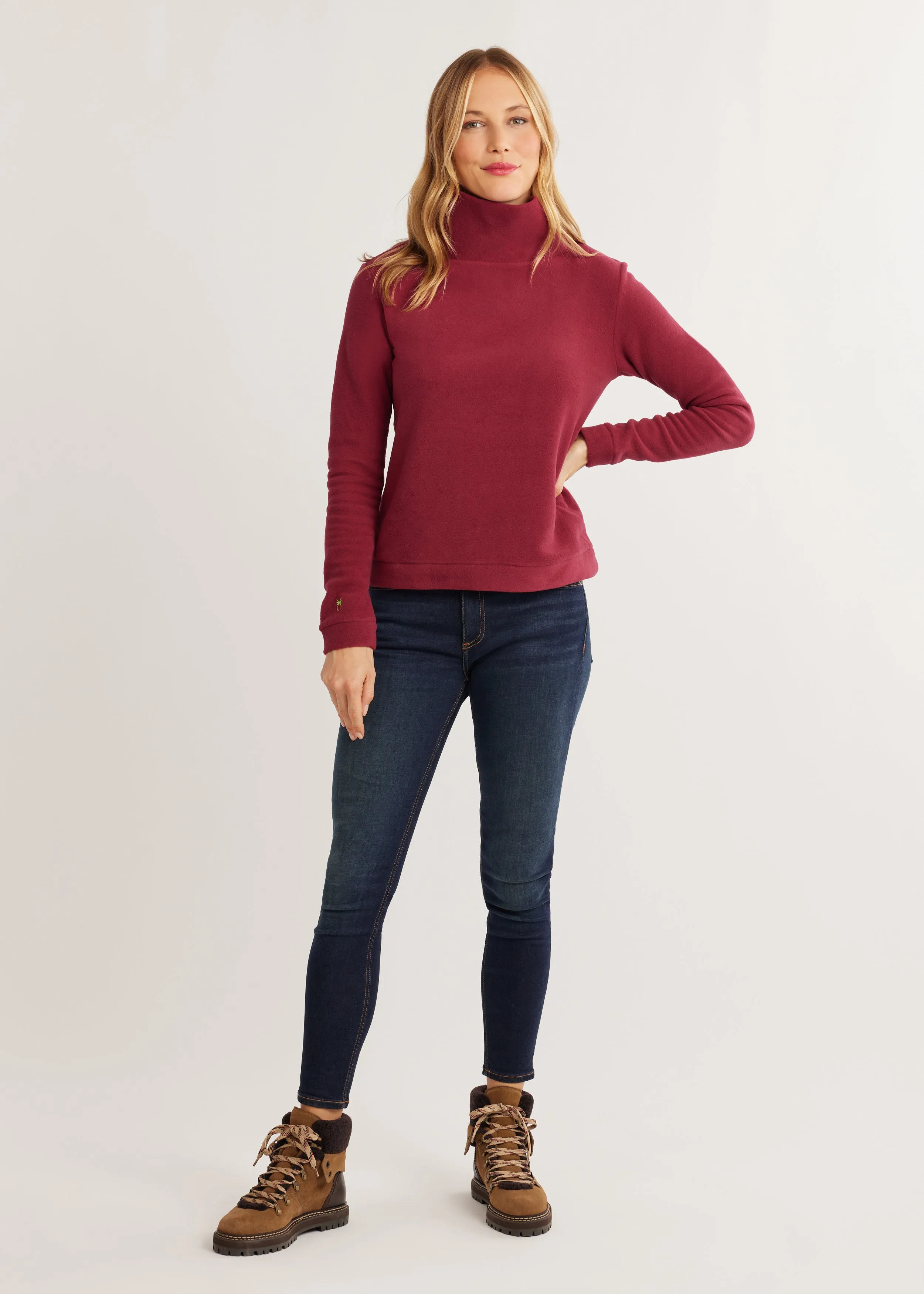Park Slope Turtleneck in Vello Fleece (Burgundy) sold by Dudley Stephens product image thumbnail 2