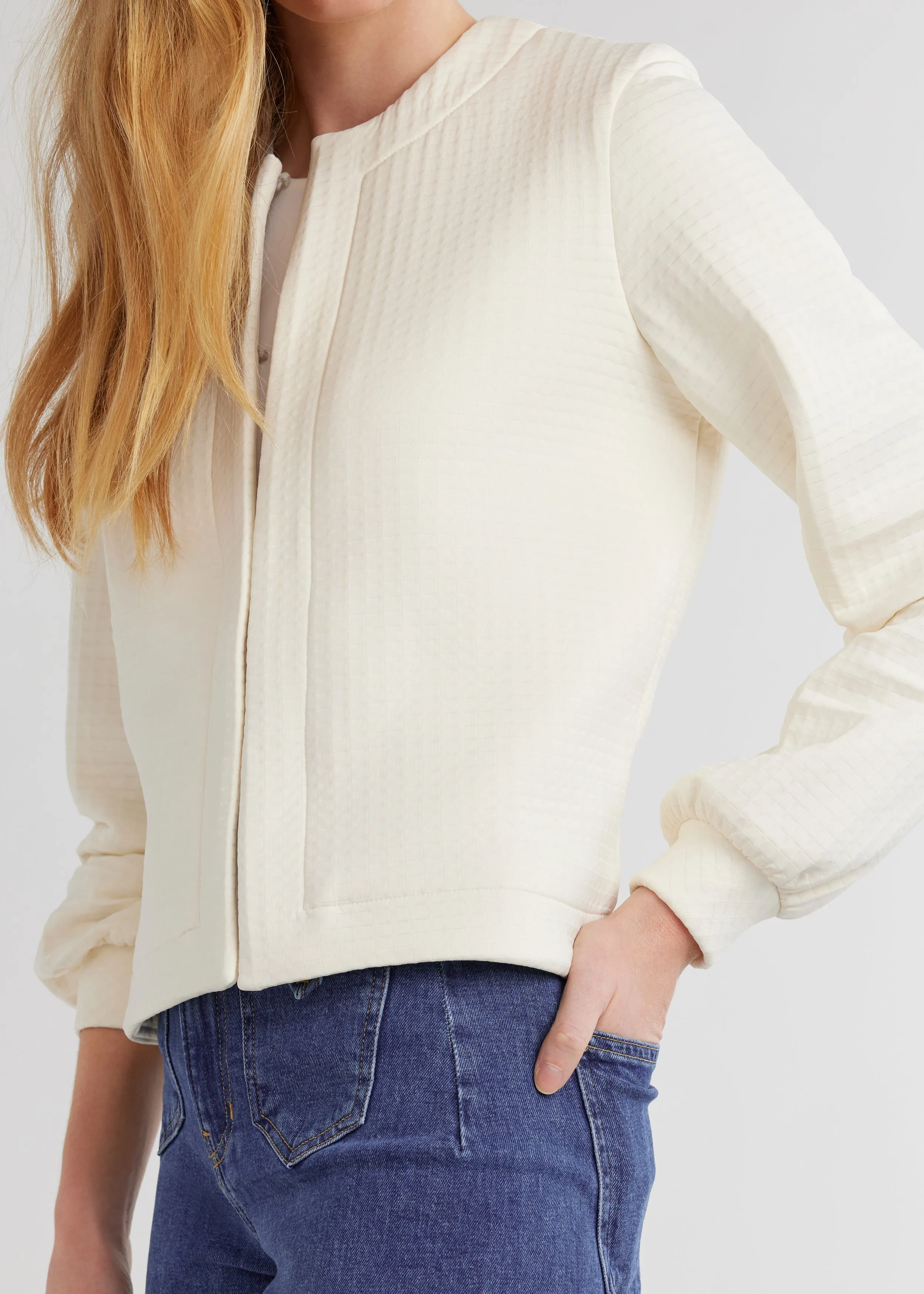 Haverhill Cardigan in Waffle (Cream) sold by Dudley Stephens product image thumbnail 3
