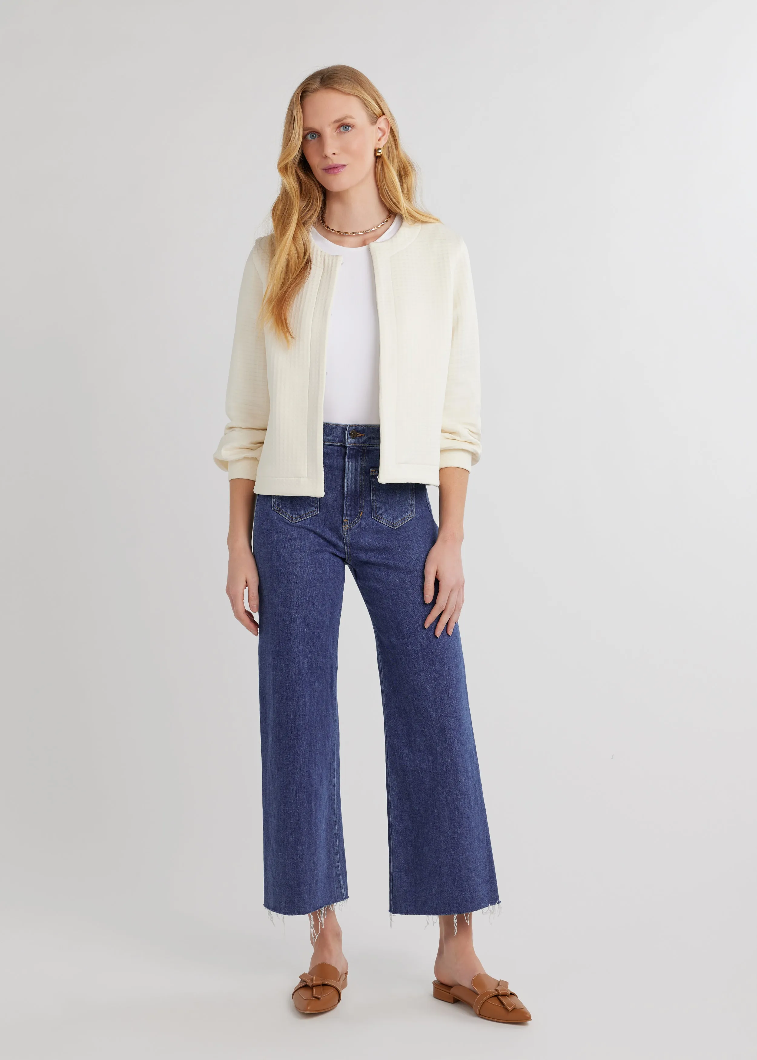 Haverhill Cardigan in Waffle (Cream) sold by Dudley Stephens product image thumbnail 2