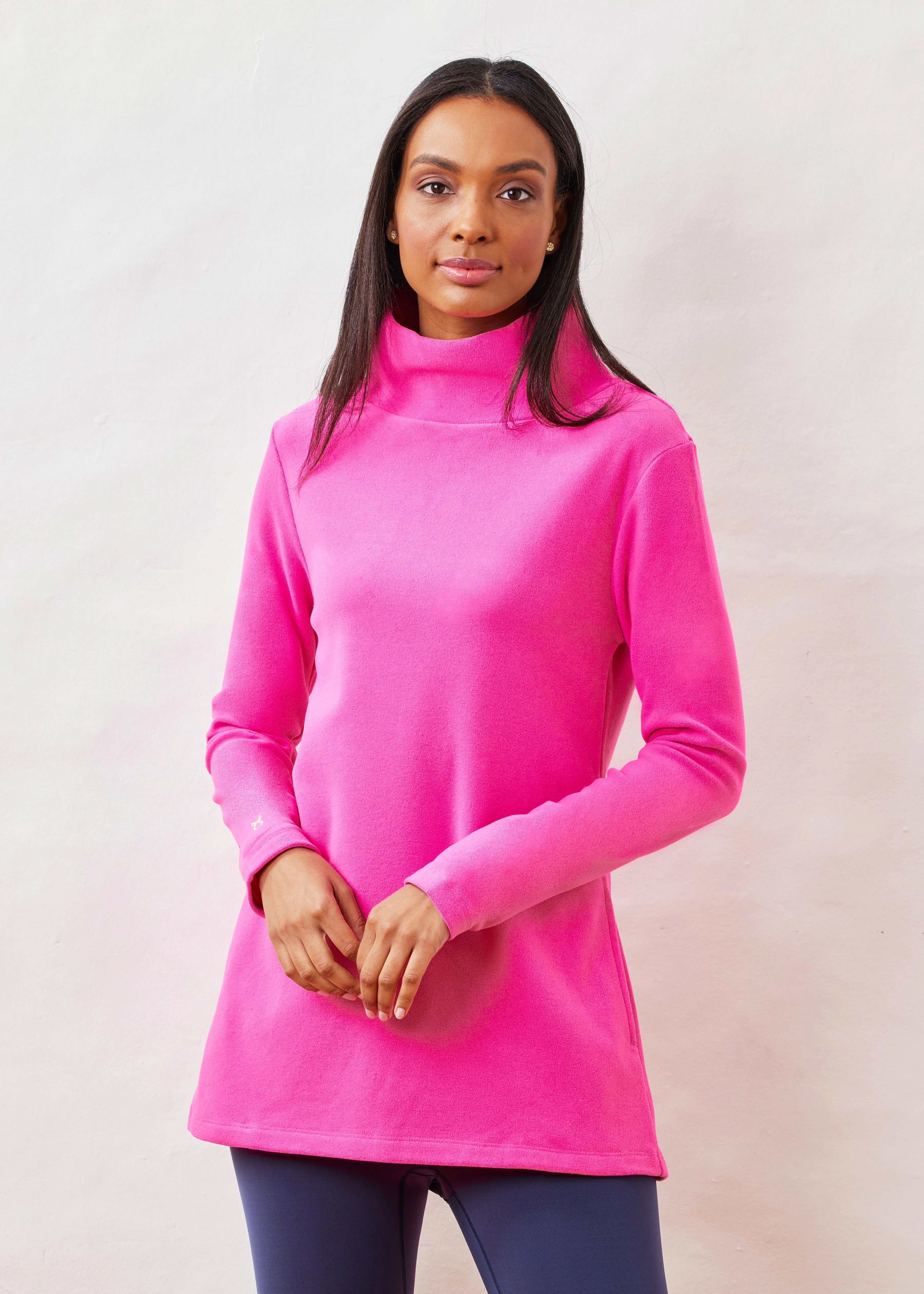 Cobble Hill Turtleneck in Terry Fleece (Bubble Gum Pink) sold by Dudley Stephens
