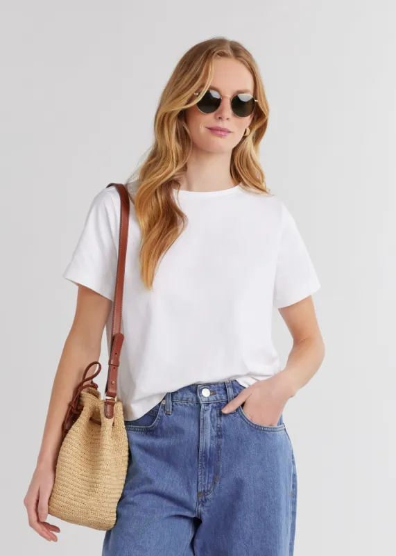 Surfside Crop Tee in Repreve® Stretch (White) sold by Dudley Stephens
