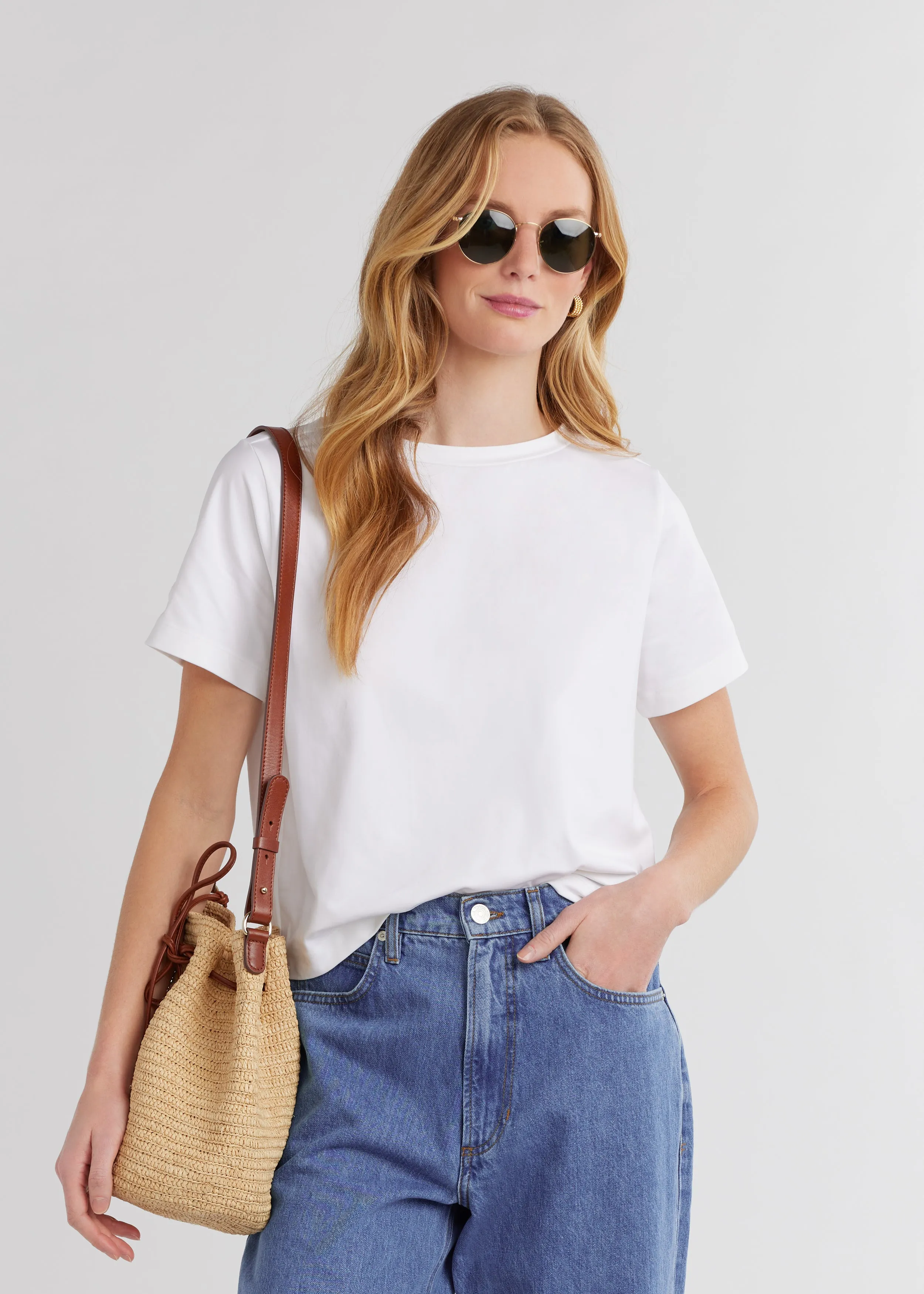 Surfside Crop Tee in Repreve® Stretch (White) | Parallel