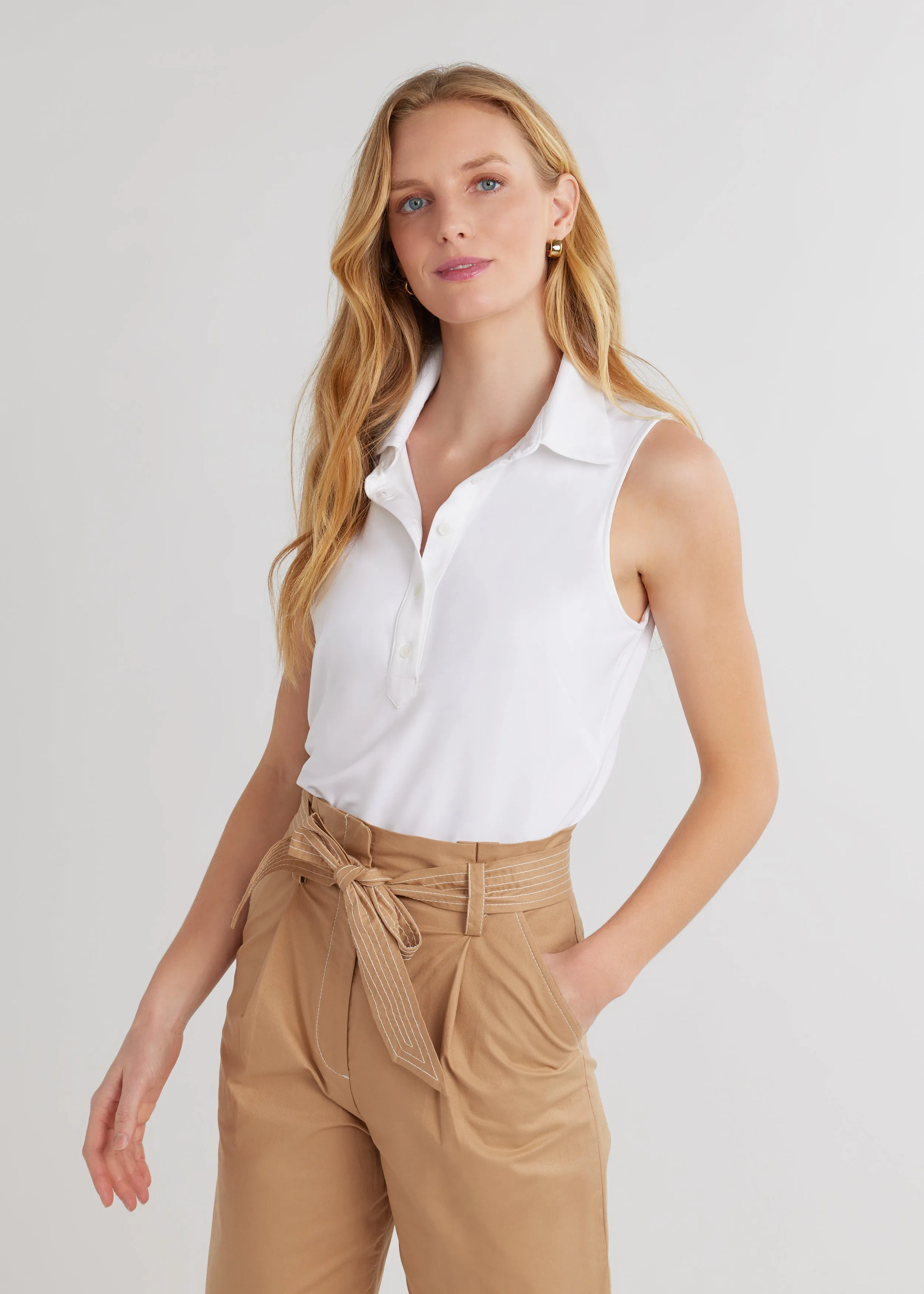 Savannah Top in Repreve® Stretch (White) sold by Dudley Stephens