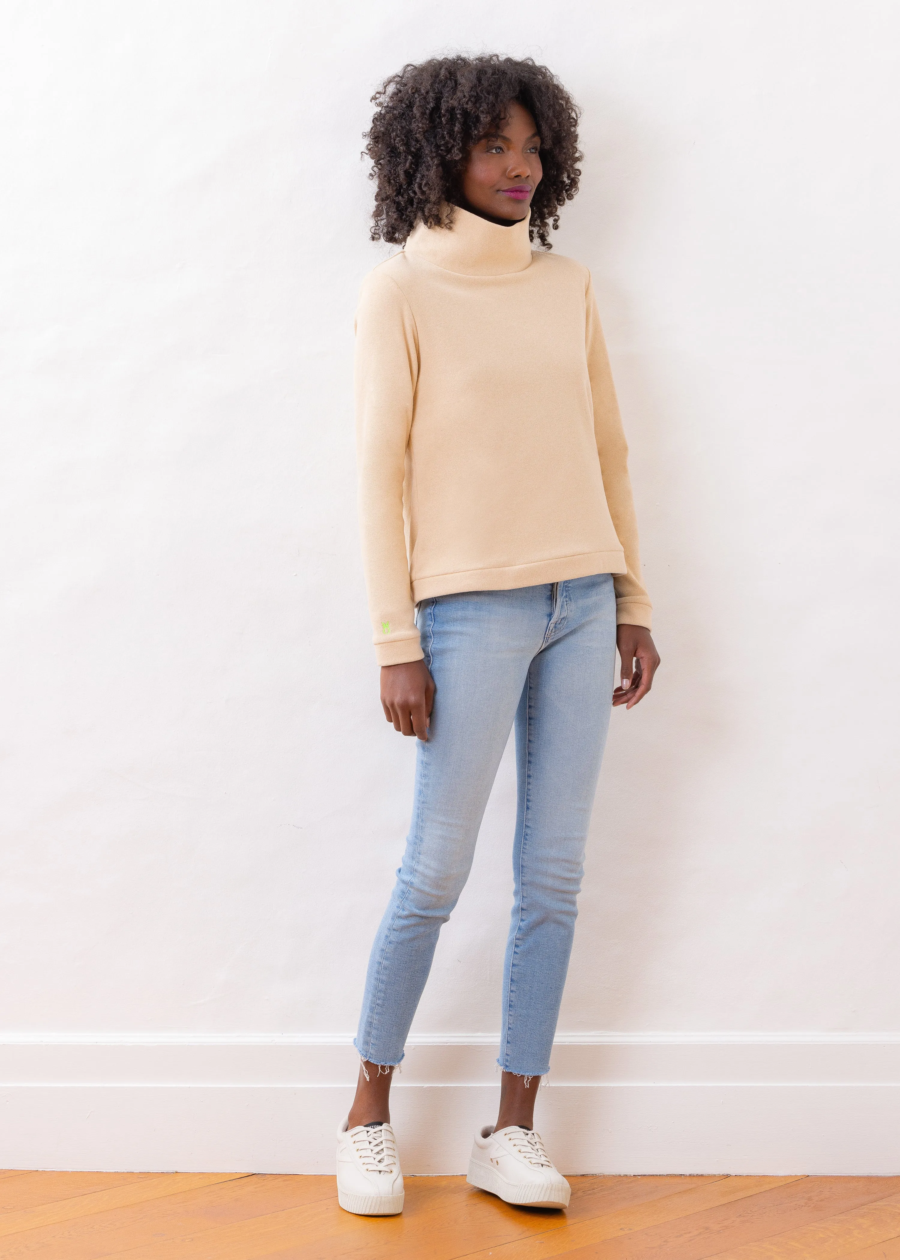 Park Slope Turtleneck in Terry Fleece (Natural Blush) sold by Dudley Stephens product image thumbnail 3