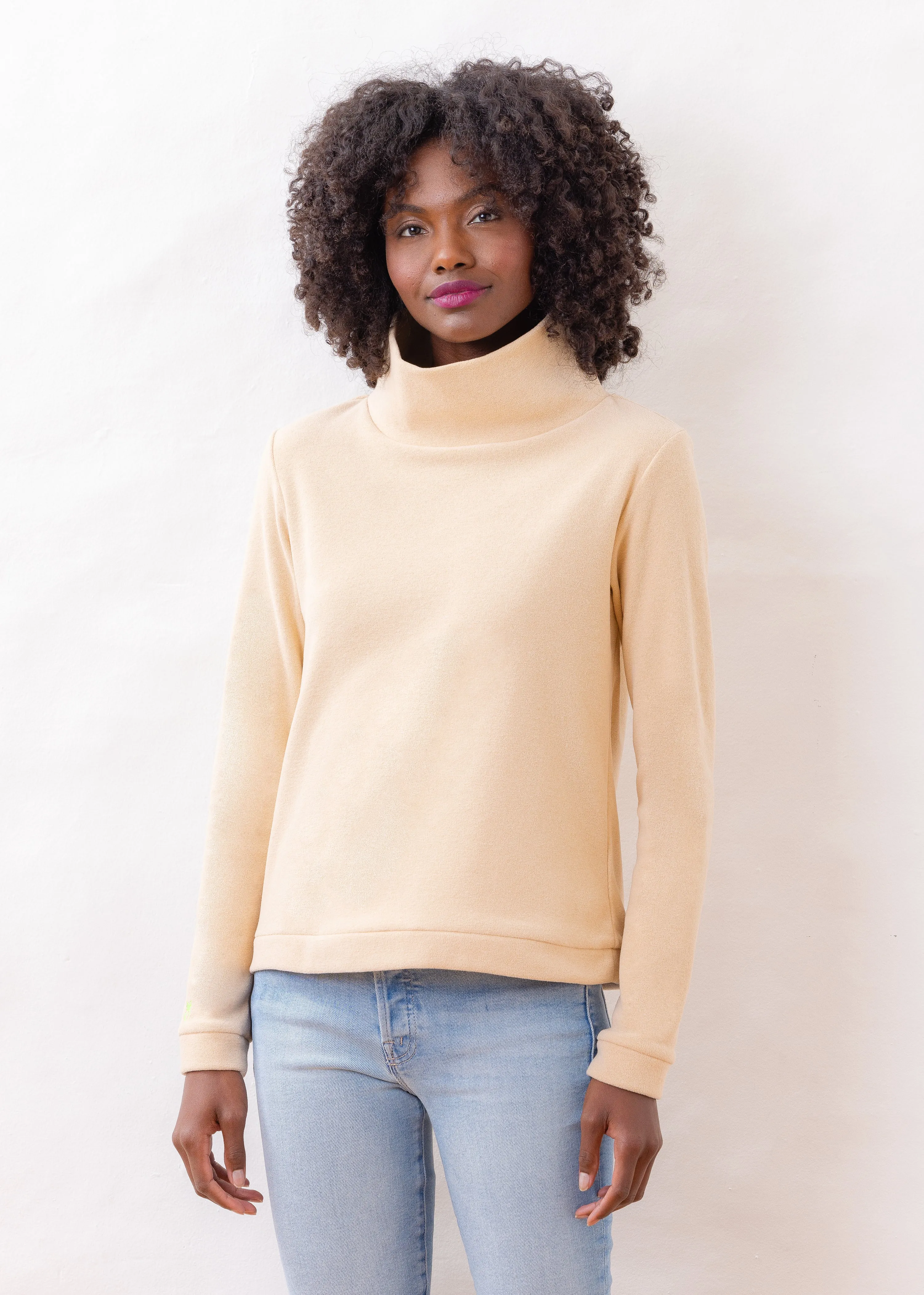 Park Slope Turtleneck in Terry Fleece (Natural Blush) sold by Dudley Stephens product image thumbnail 2