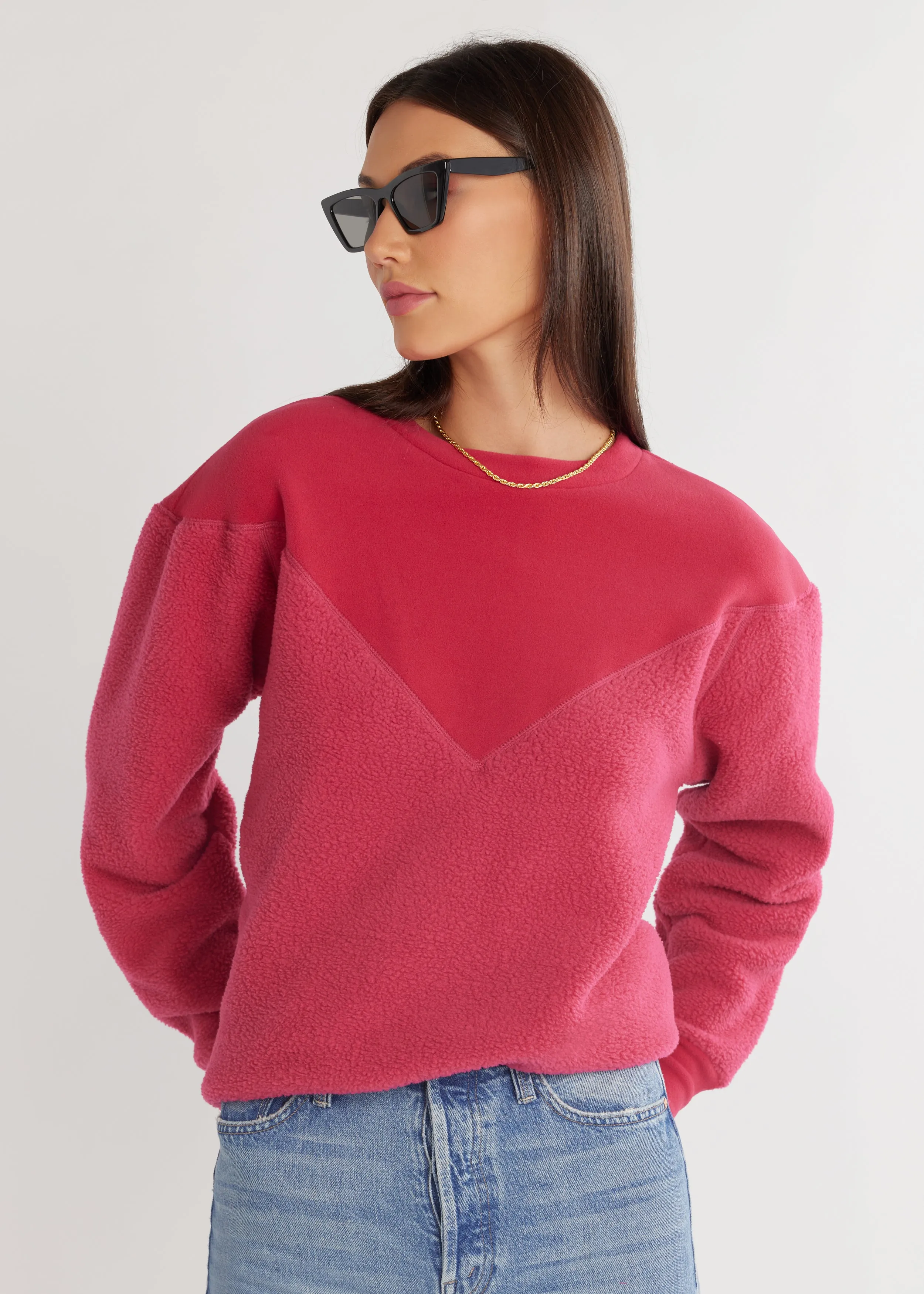 Saratoga Pullover in Sherpa Fleece (Berry) sold by Dudley Stephens product image thumbnail 4