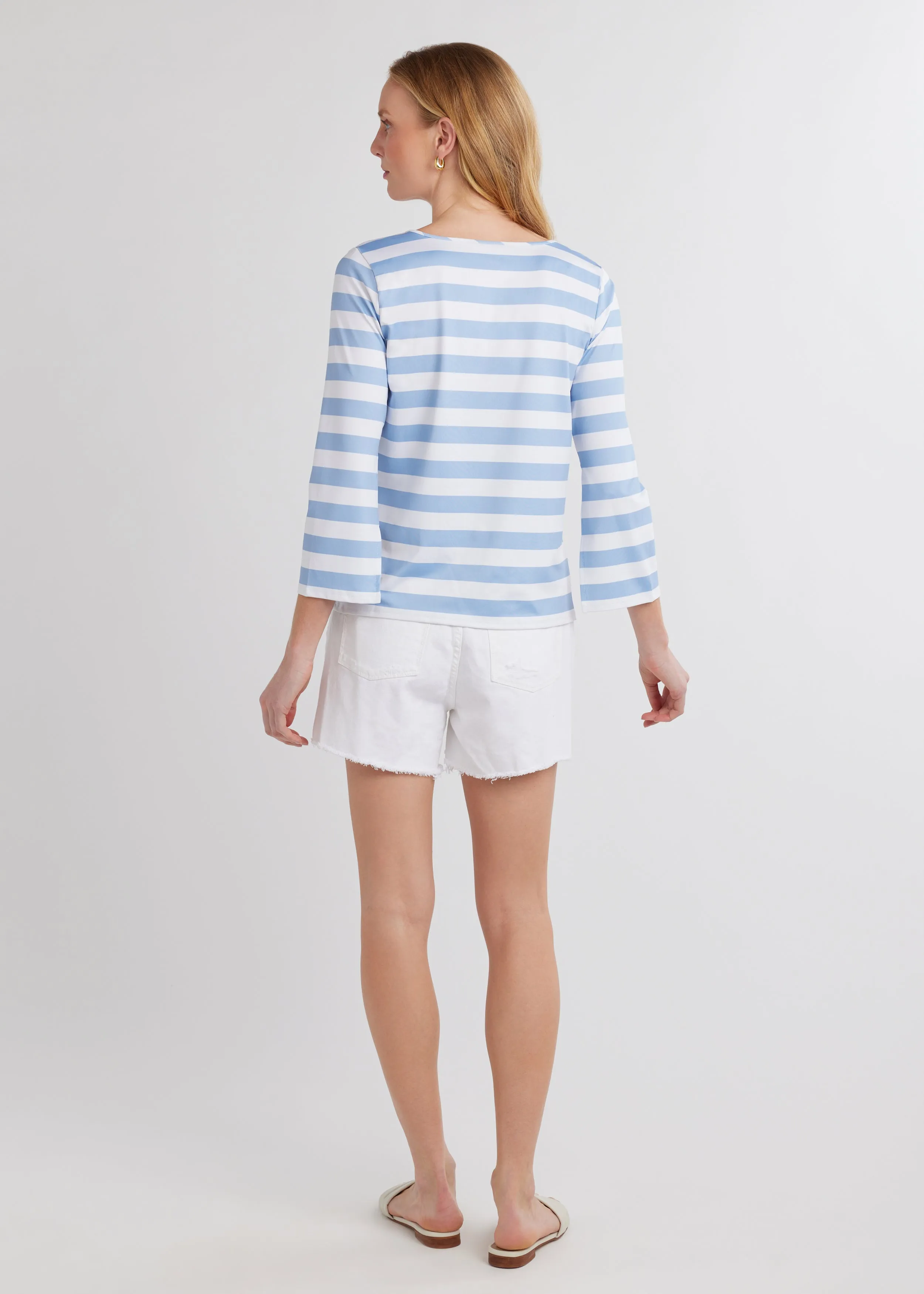 Bayberry Top in Luxe Stretch (Blue Cabana Stripe) sold by Dudley Stephens product image thumbnail 3