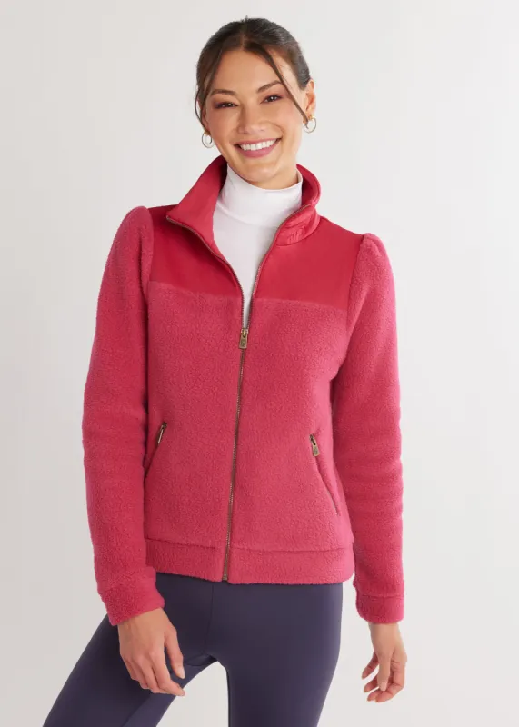 Quincy Jacket in Sherpa Fleece (Berry) sold by Dudley Stephens
