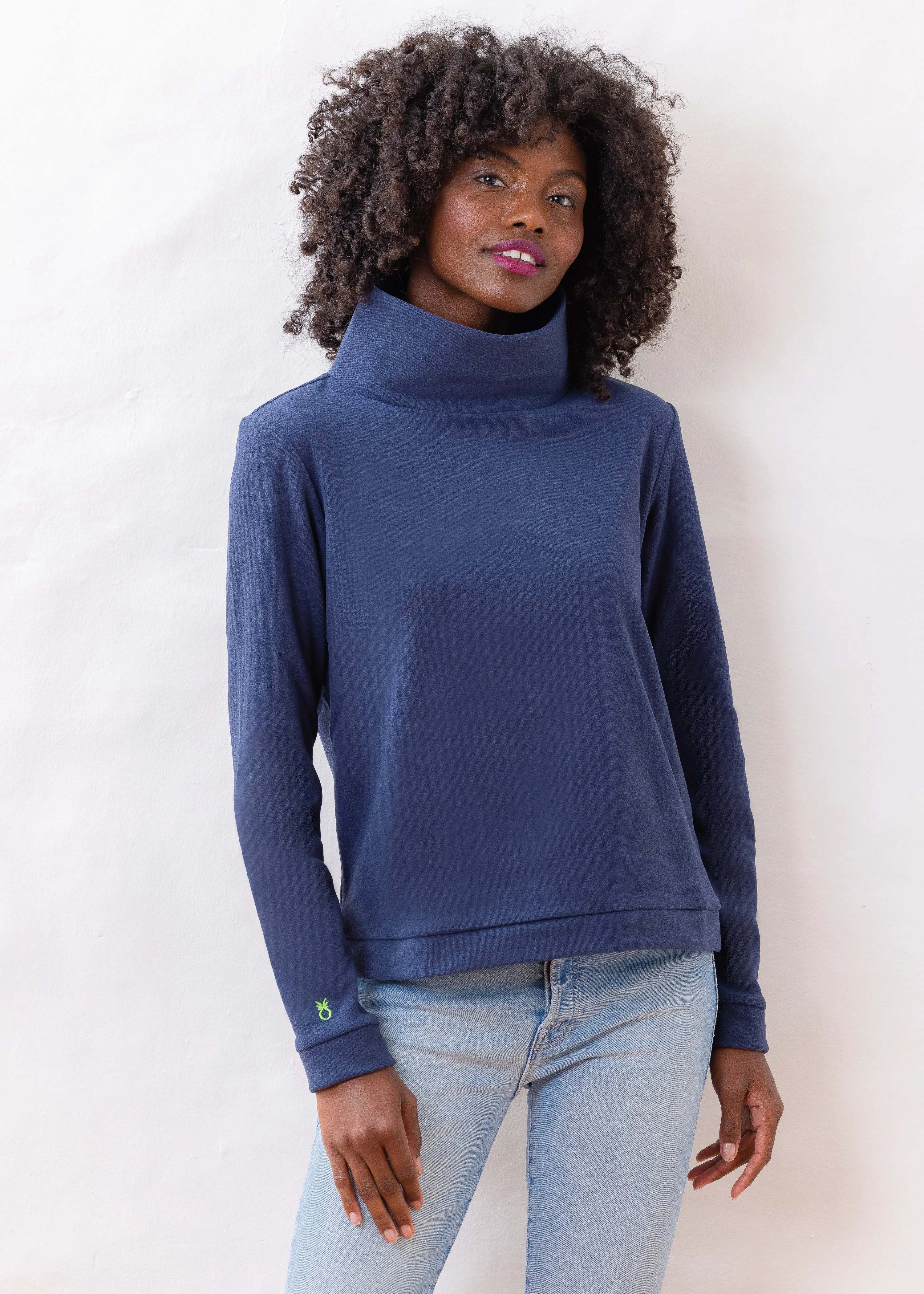 Park Slope Turtleneck in Terry Fleece (Navy) sold by Dudley Stephens product image thumbnail 2