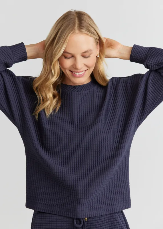 P'town Pullover in Waffle (Navy) sold by Dudley Stephens