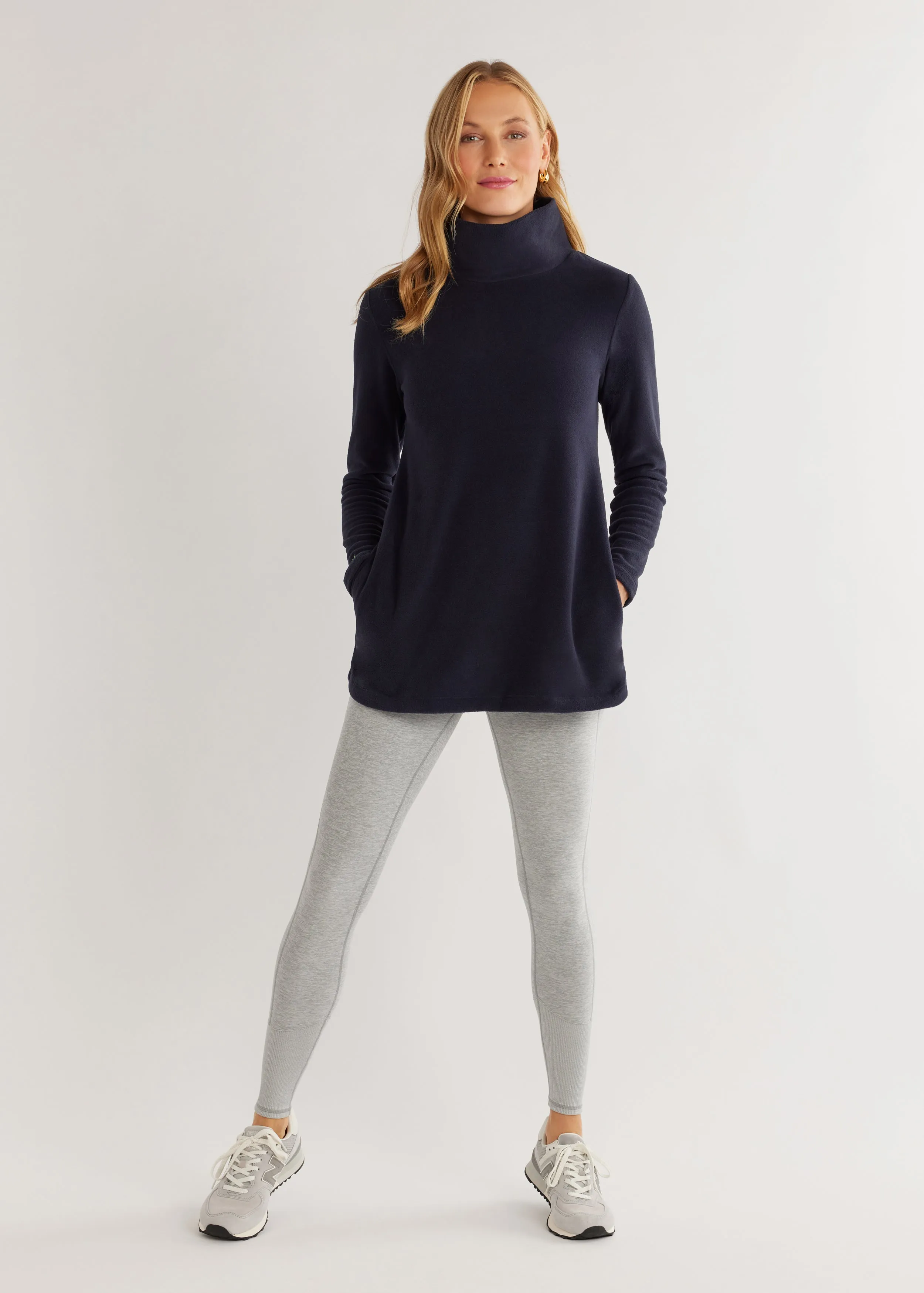 Cobble Hill Turtleneck in Vello Fleece (Navy) sold by Dudley Stephens product image thumbnail 2