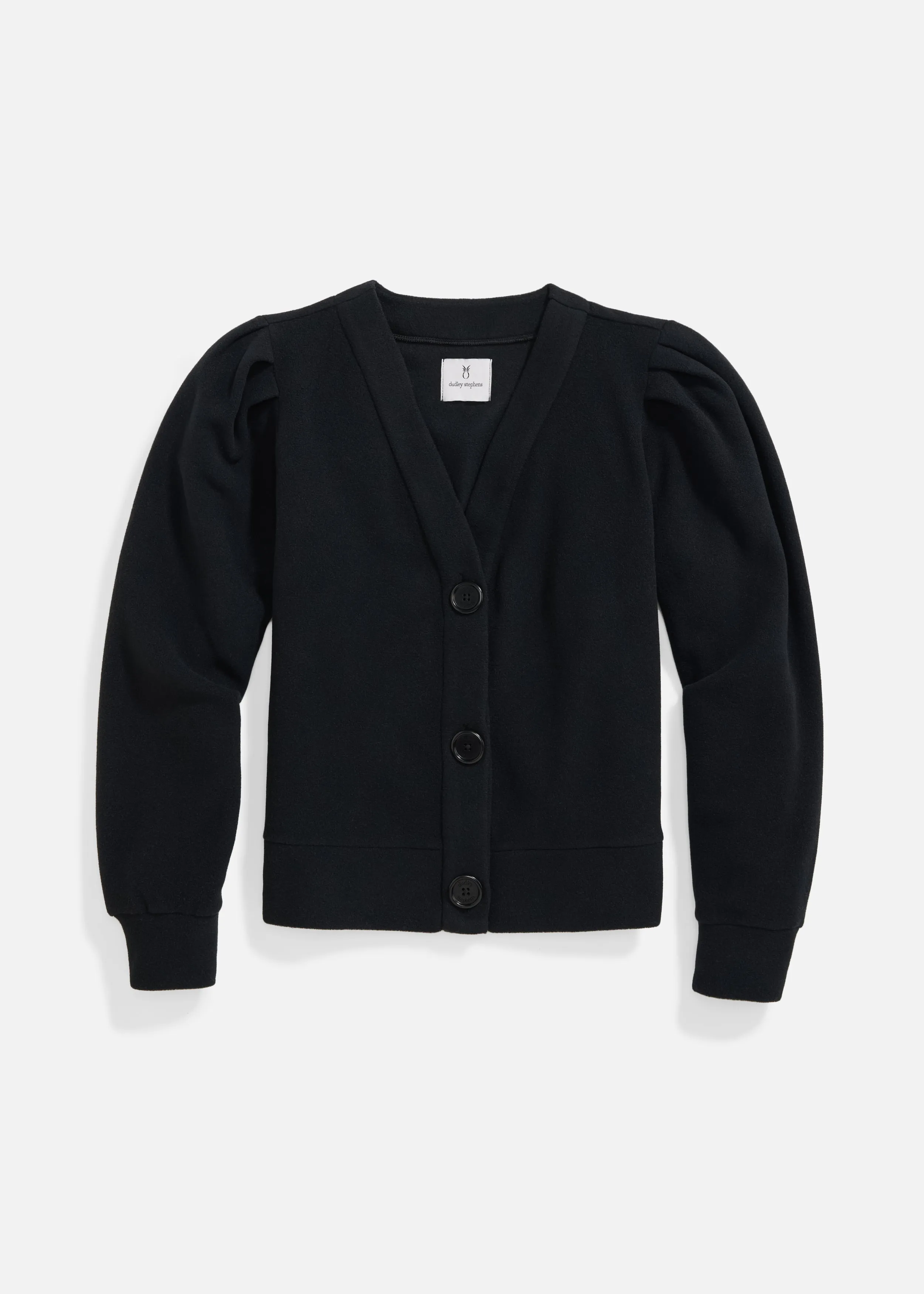 Kelly Puff Sleeve Cardigan in Vello Fleece (Black) sold by Dudley Stephens product image thumbnail 5