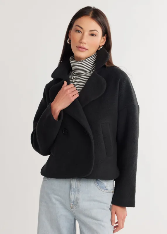 Chalet Coat in Sherpa Fleece (Black) sold by Dudley Stephens