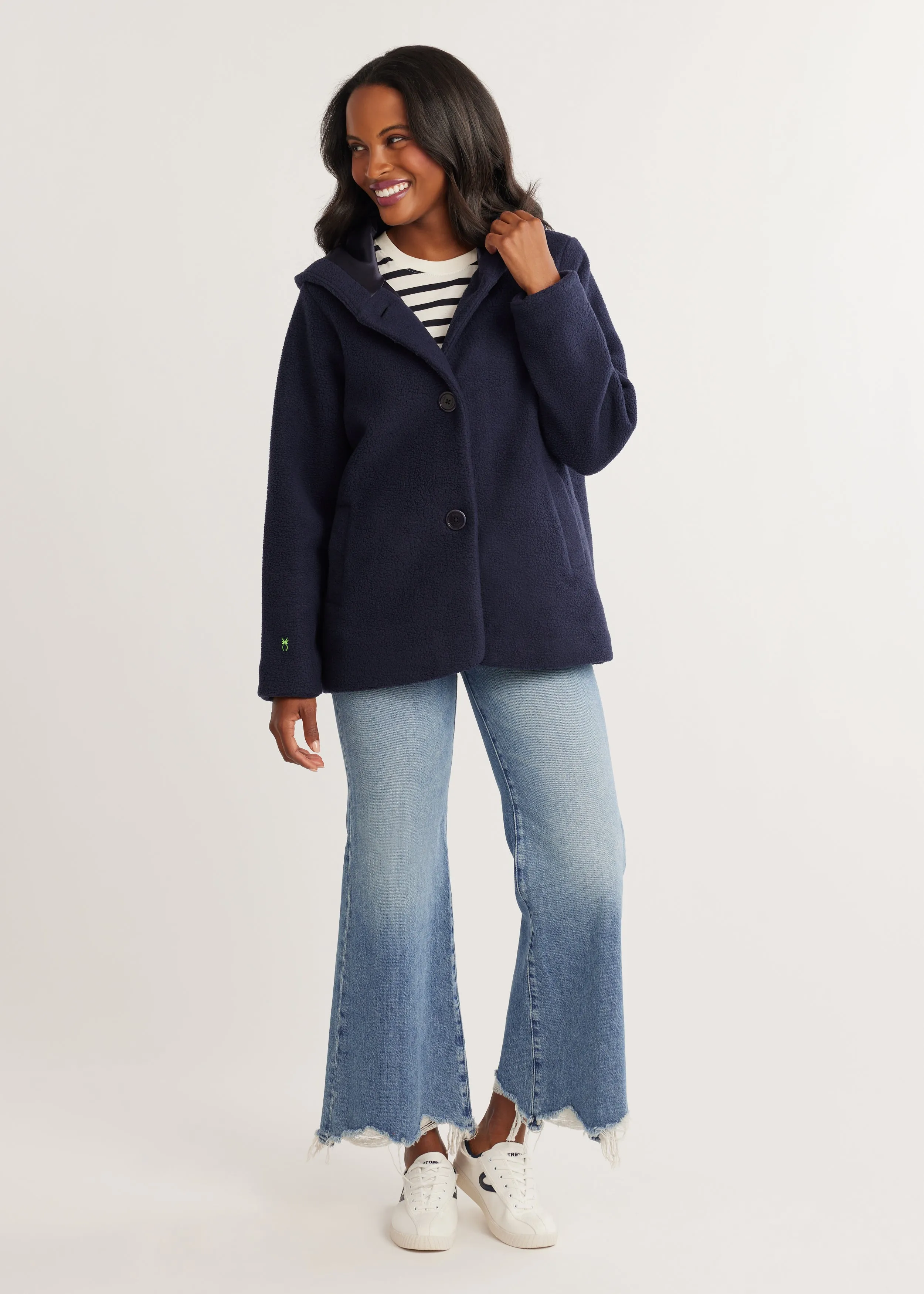 Moritz Coat in Sherpa Fleece (Navy) sold by Dudley Stephens product image thumbnail 5