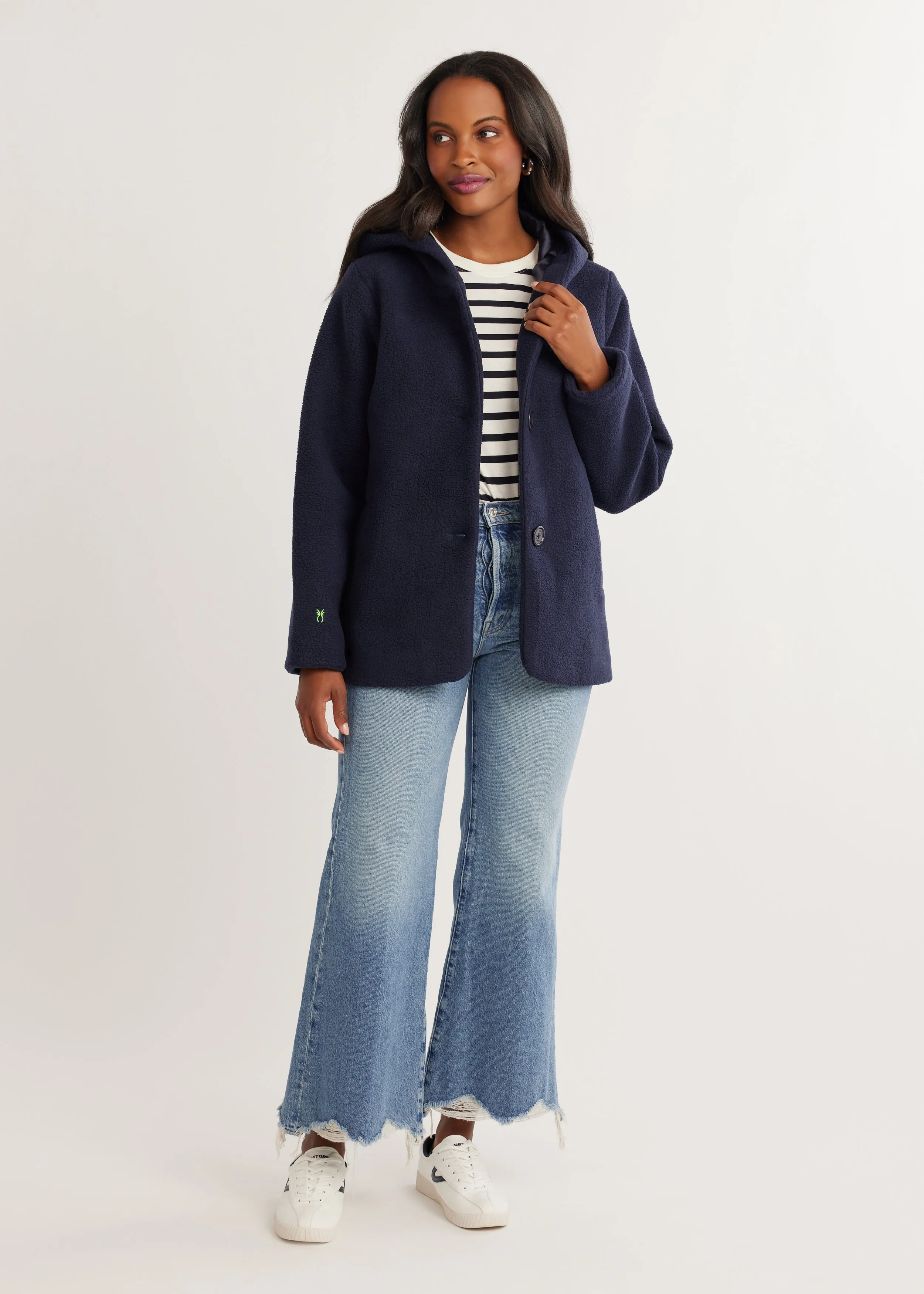 Moritz Coat in Sherpa Fleece (Navy) sold by Dudley Stephens product image thumbnail 2