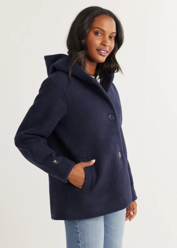 Moritz Coat in Sherpa Fleece (Navy) sold by Dudley Stephens