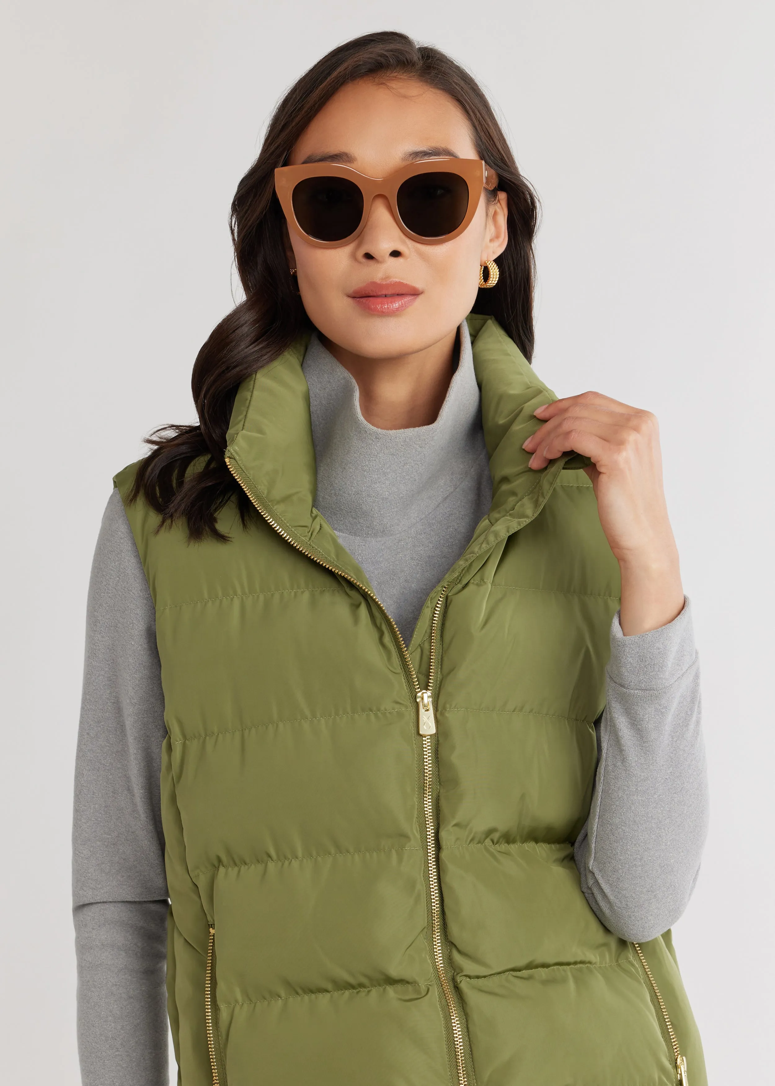 Marin Vest in Lustre Puff (Army Green) sold by Dudley Stephens product image thumbnail 3