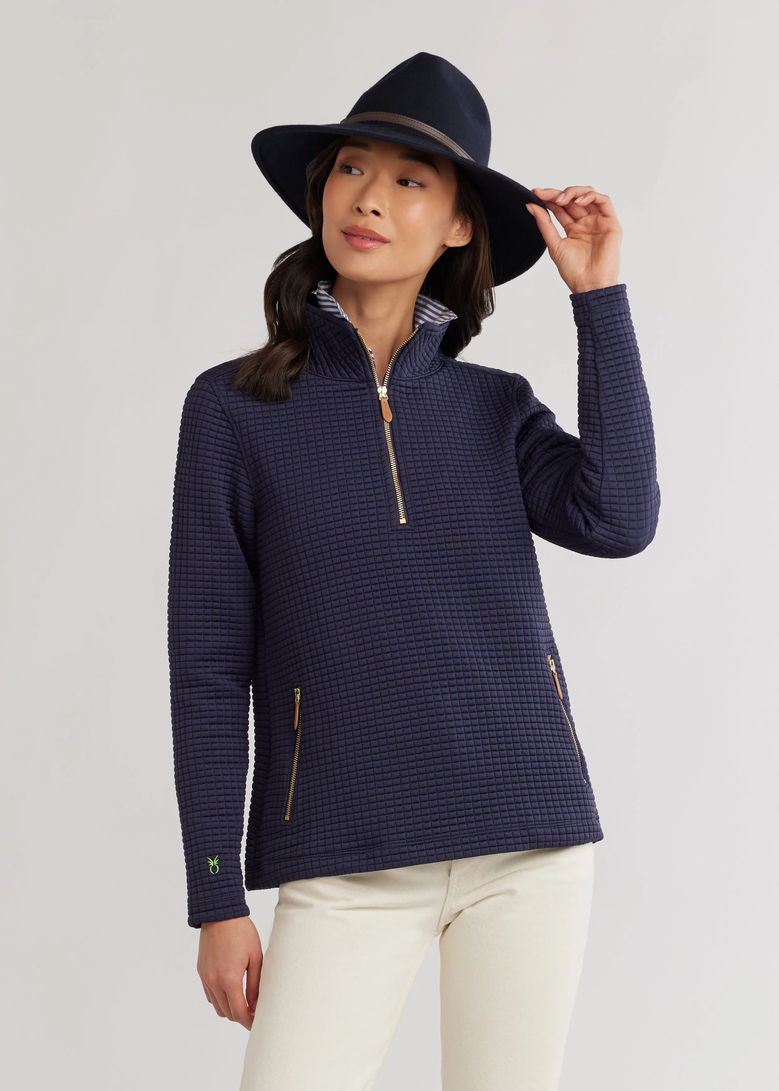 Smith Point Pullover in Waffle (Navy) sold by Dudley Stephens