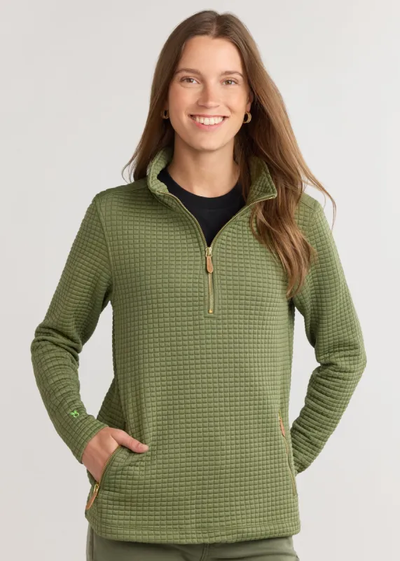Smith Point Pullover in Waffle (Army Green) sold by Dudley Stephens