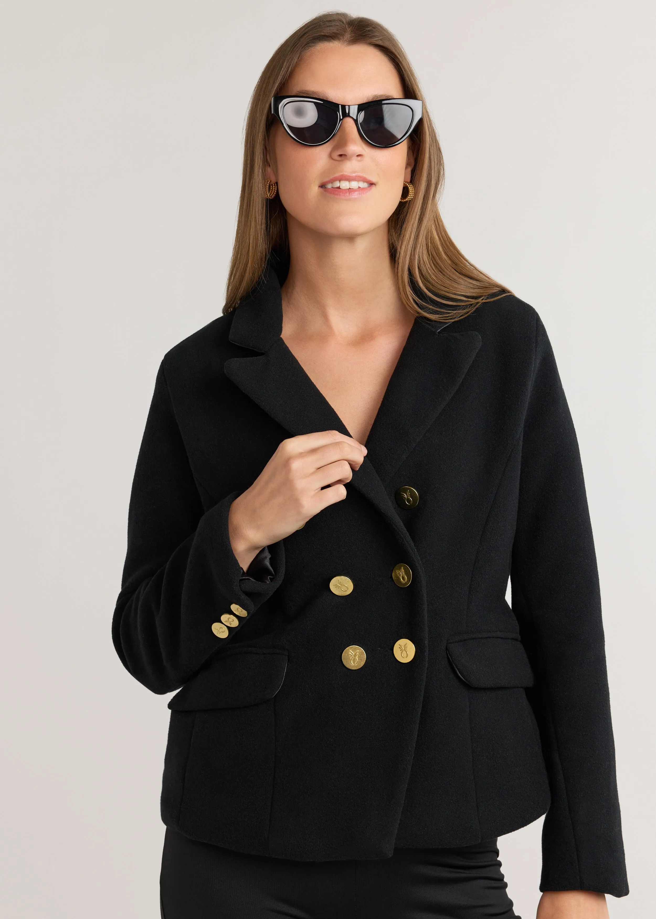 Mead Point Blazer in Vello Fleece (Black) sold by Dudley Stephens