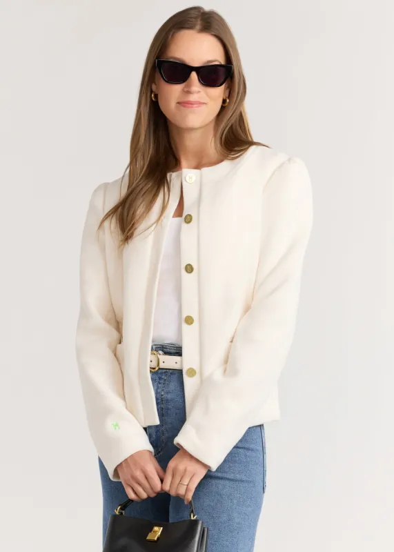 Diana Jacket in Vello Fleece (Cream) sold by Dudley Stephens