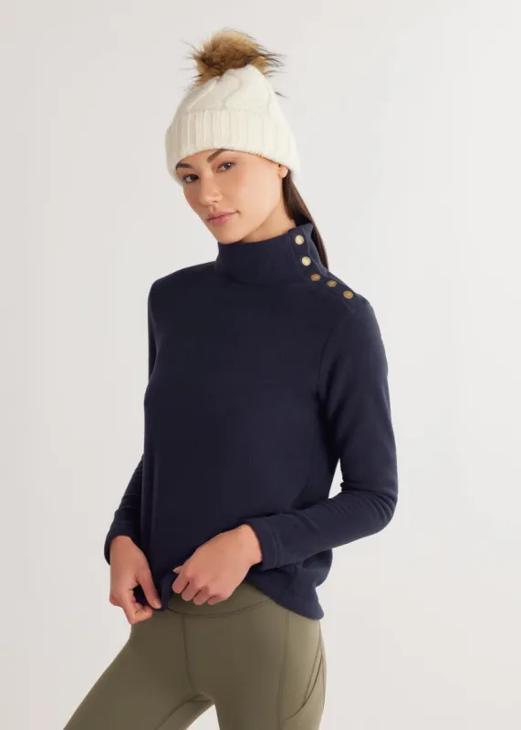 Meadow Greenpoint Turtleneck in Vello Fleece (Navy) sold by Dudley Stephens