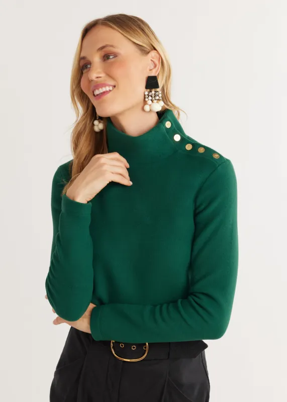 Meadow Greenpoint Turtleneck in Vello Fleece (Emerald) sold by Dudley Stephens