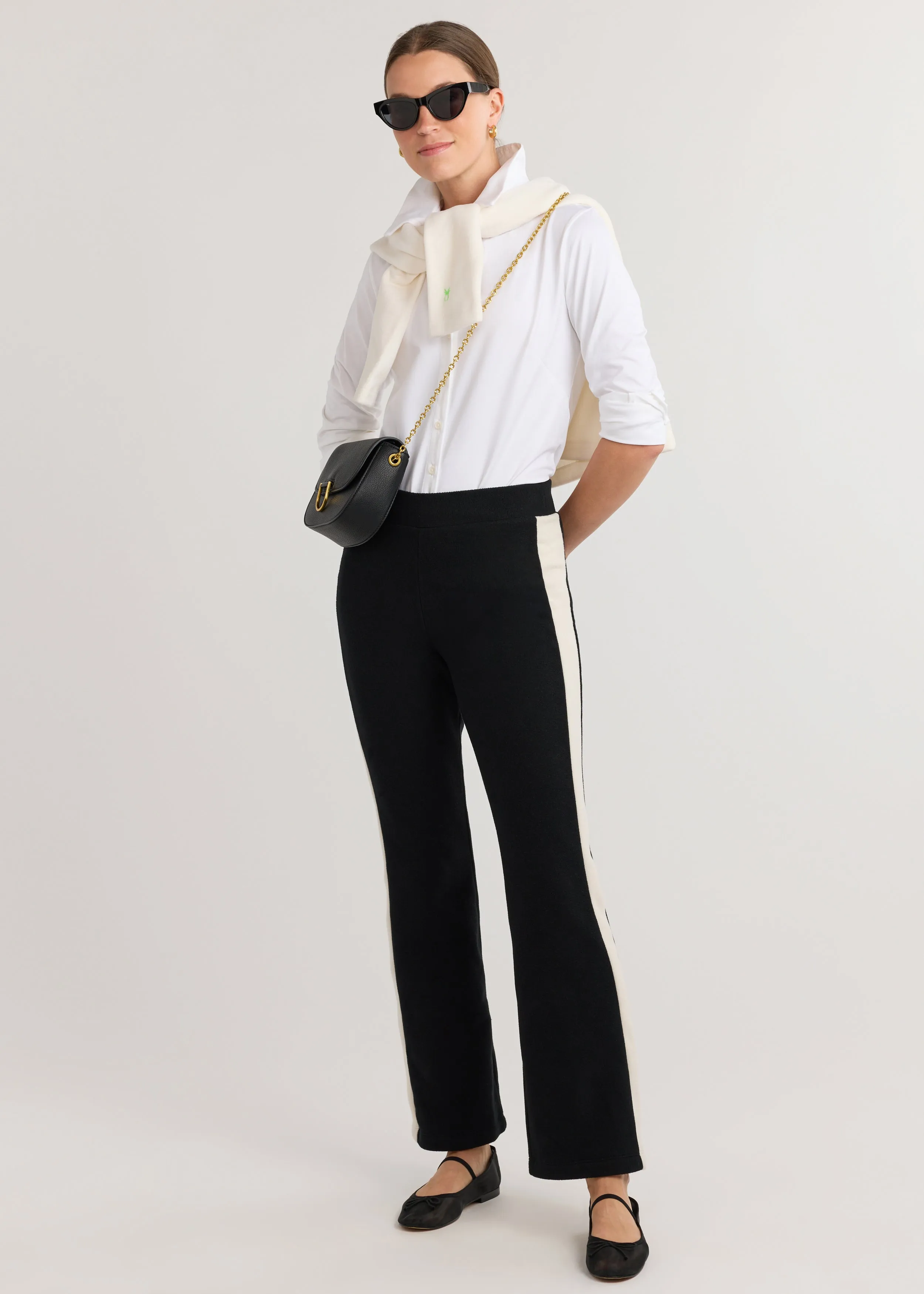 Belmont Bootcut Pant in Vello Fleece (Black) sold by Dudley Stephens