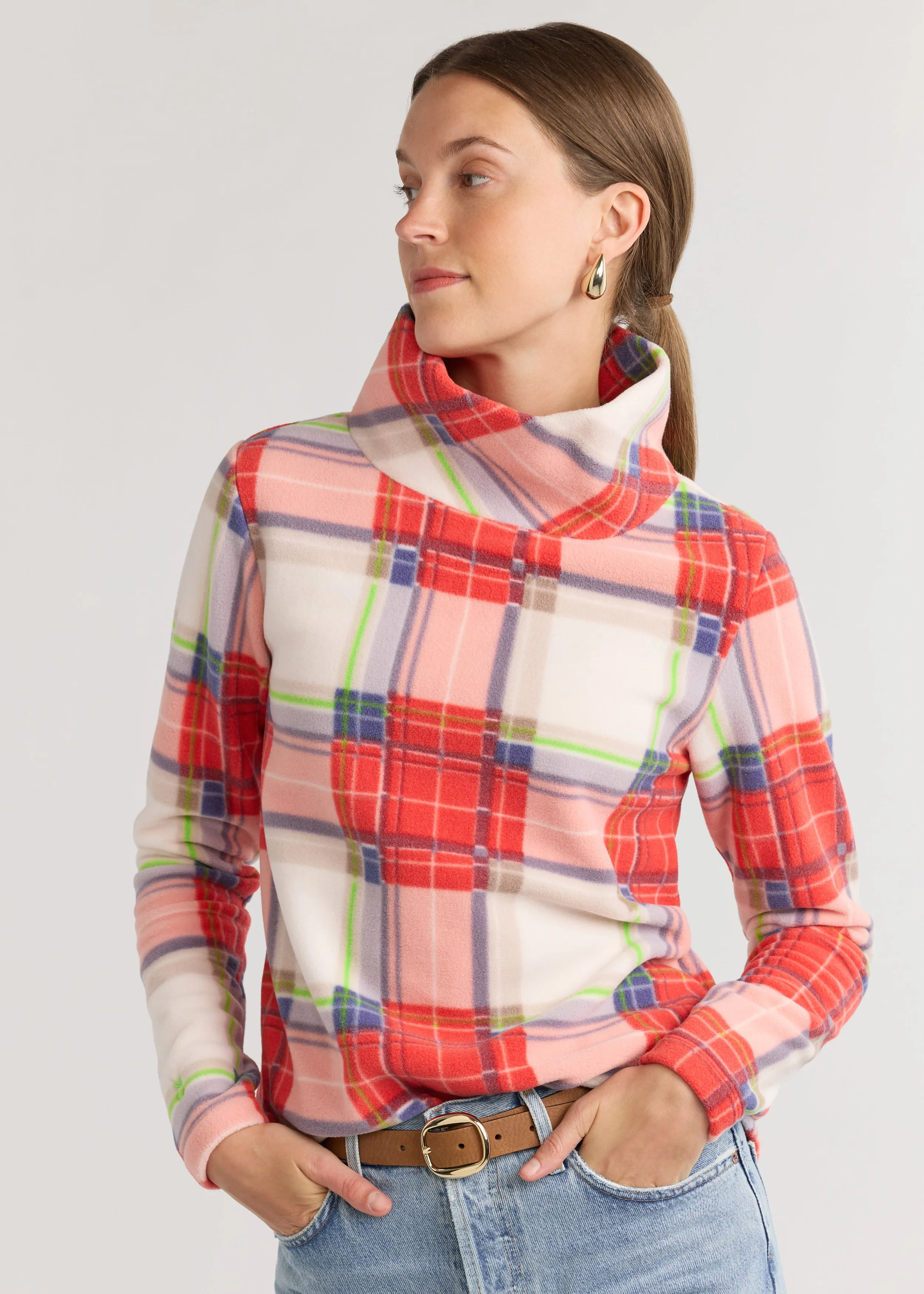 Greenpoint Turtleneck in Vello Fleece (Fall Tartan) sold by Dudley Stephens