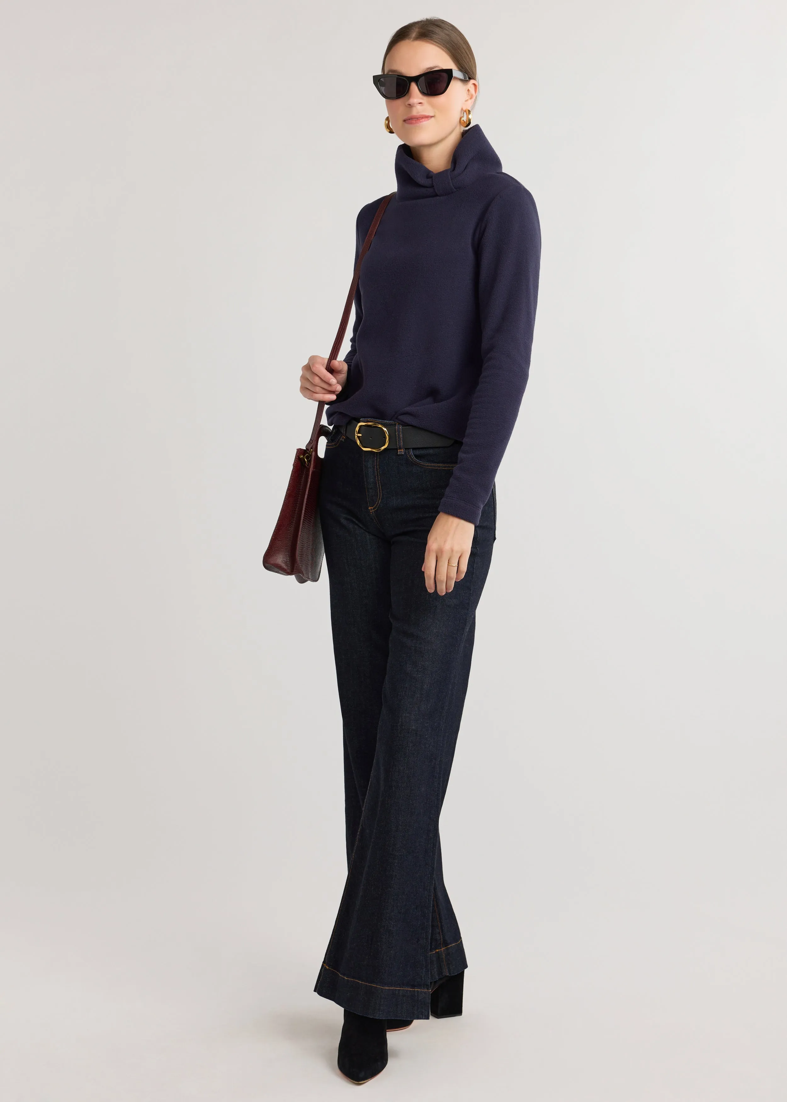 Juliet Turtleneck in Vello Fleece (Navy) sold by Dudley Stephens product image thumbnail 2