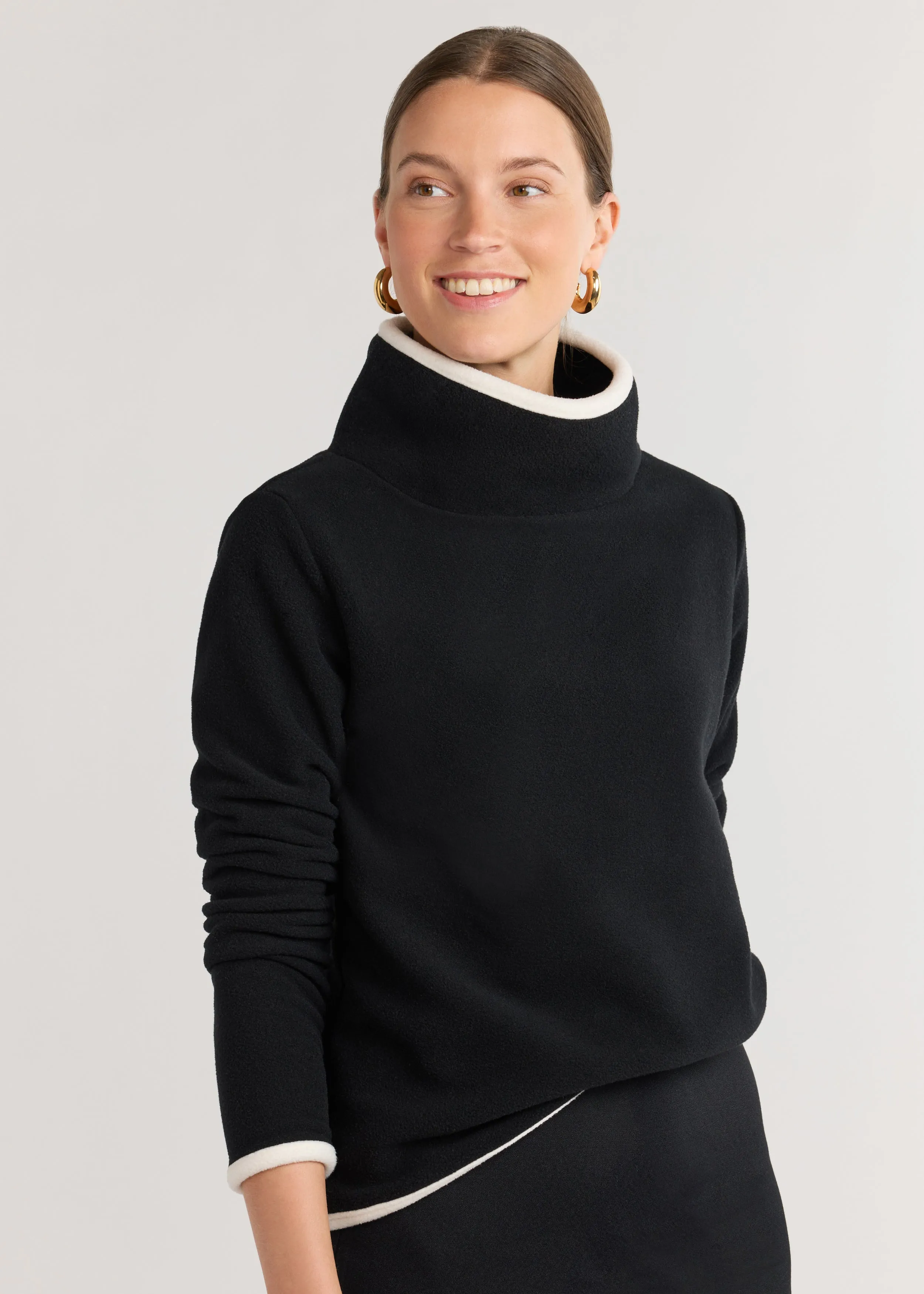 Park Slope with Tipping in Vello Fleece (Black/Cream) sold by Dudley Stephens