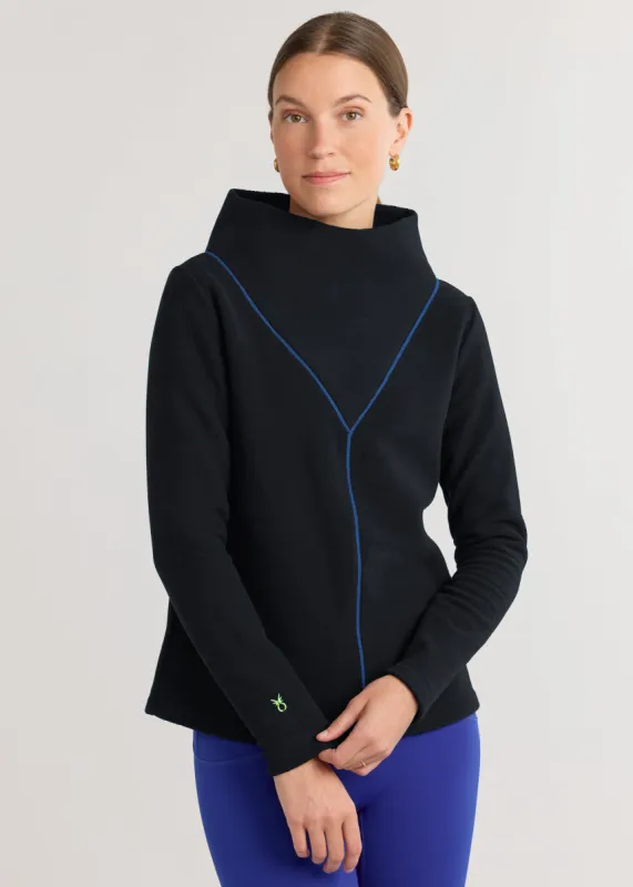 Carroll Street Turtleneck in Vello Fleece (Black) sold by Dudley Stephens