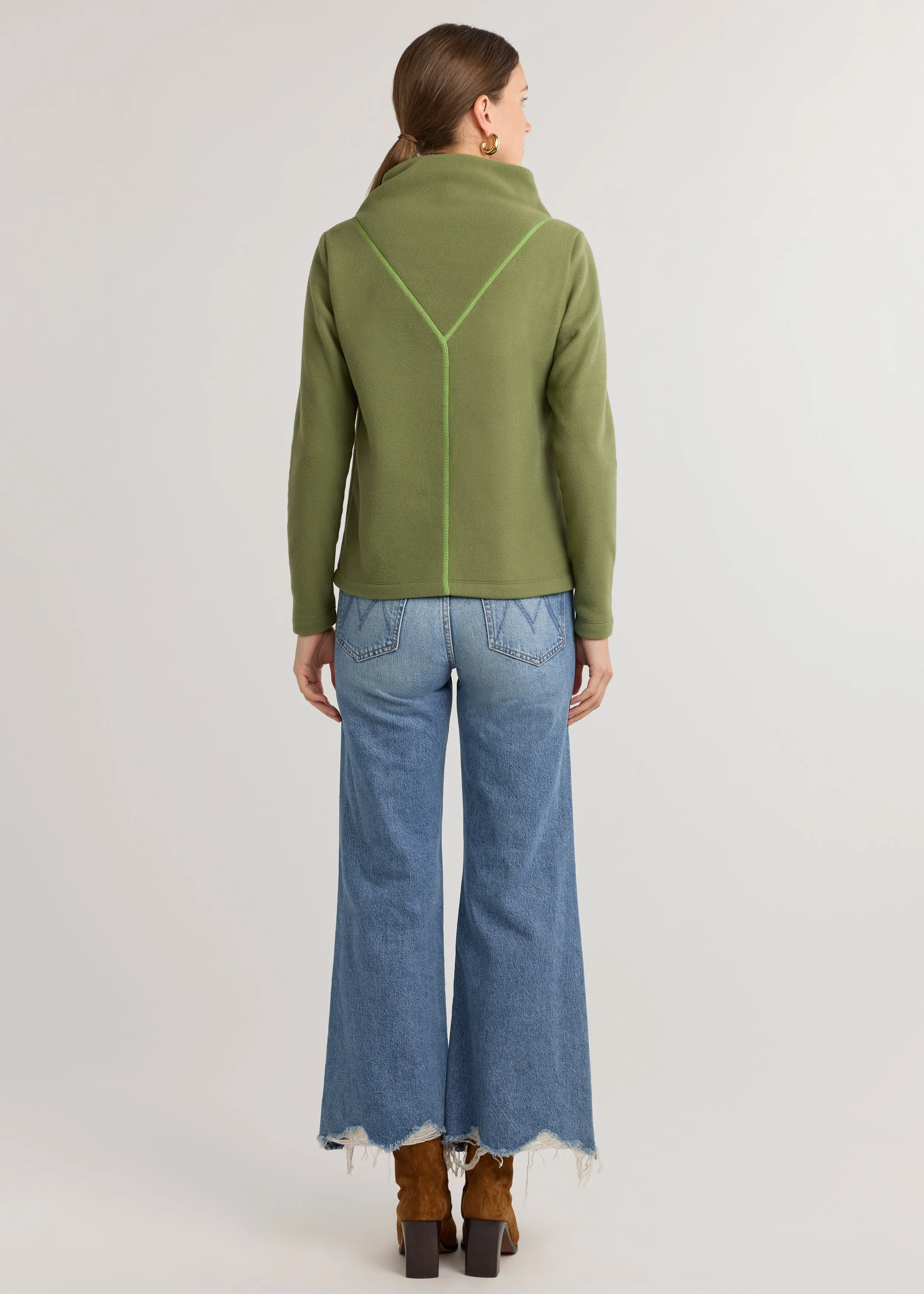 Carroll Street Turtleneck in Vello Fleece (Army Green) sold by Dudley Stephens product image thumbnail 4