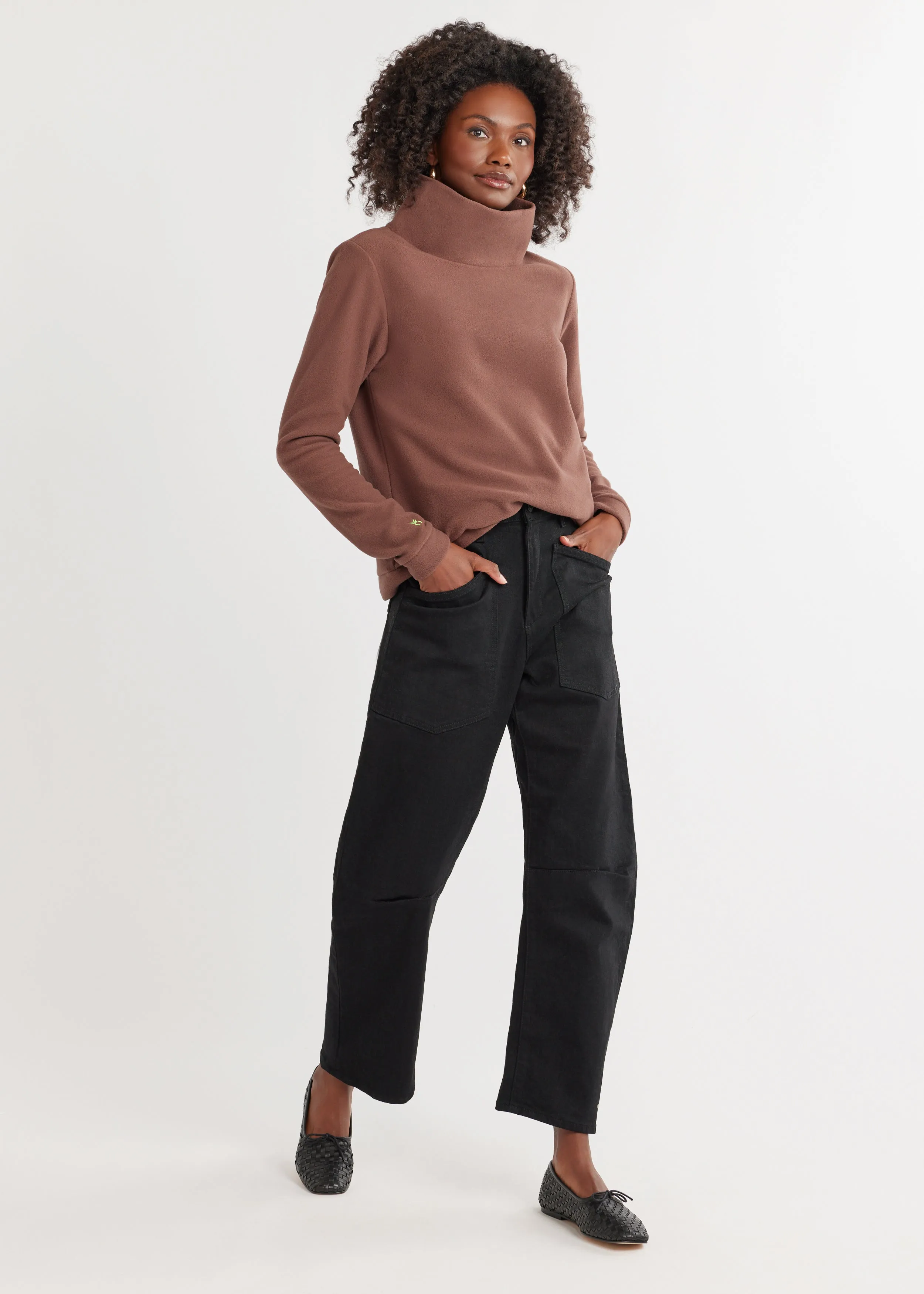 Park Slope Turtleneck in Vello Fleece (Chestnut) sold by Dudley Stephens product image thumbnail 3