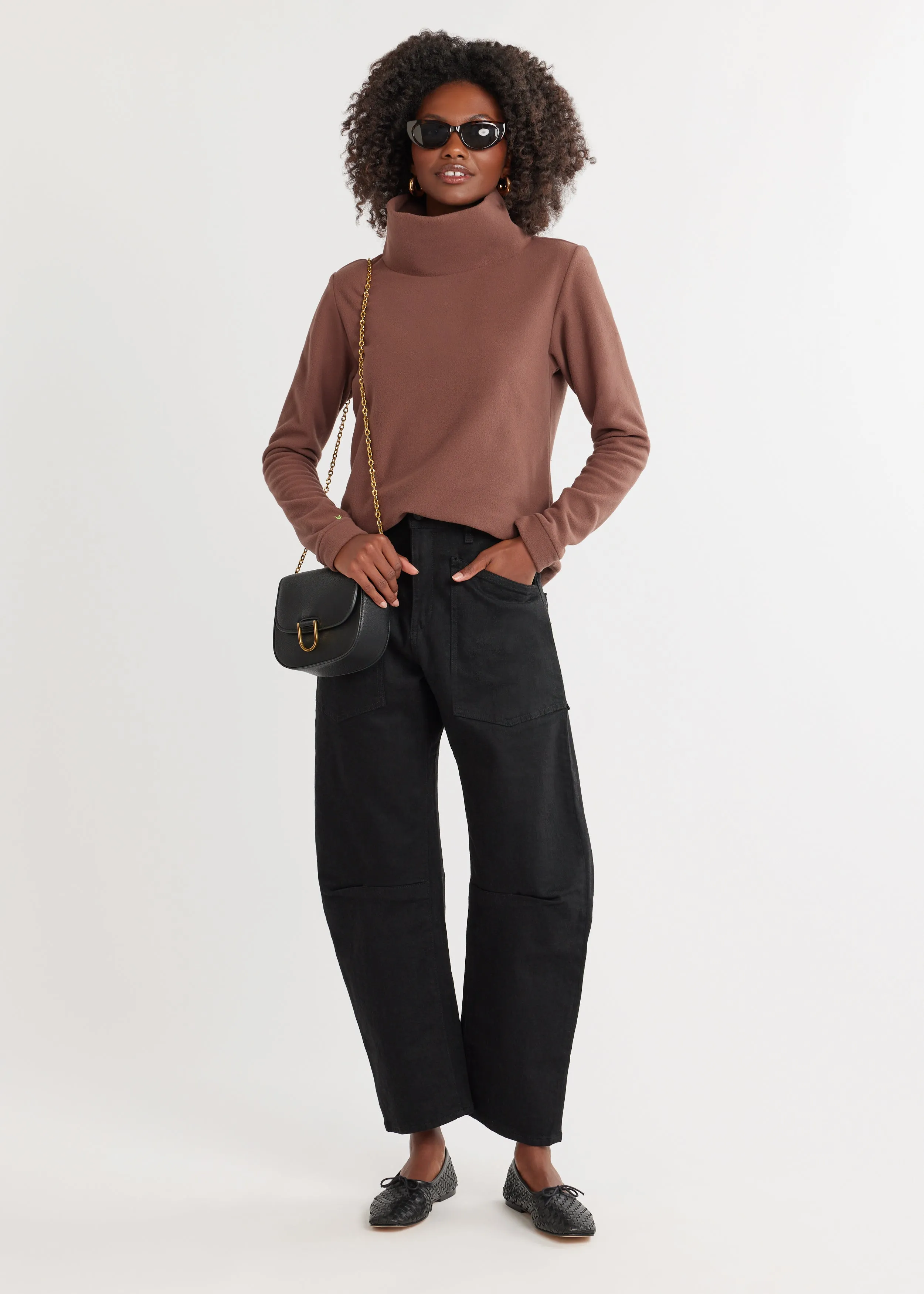 Park Slope Turtleneck in Vello Fleece (Chestnut) sold by Dudley Stephens product image thumbnail 2