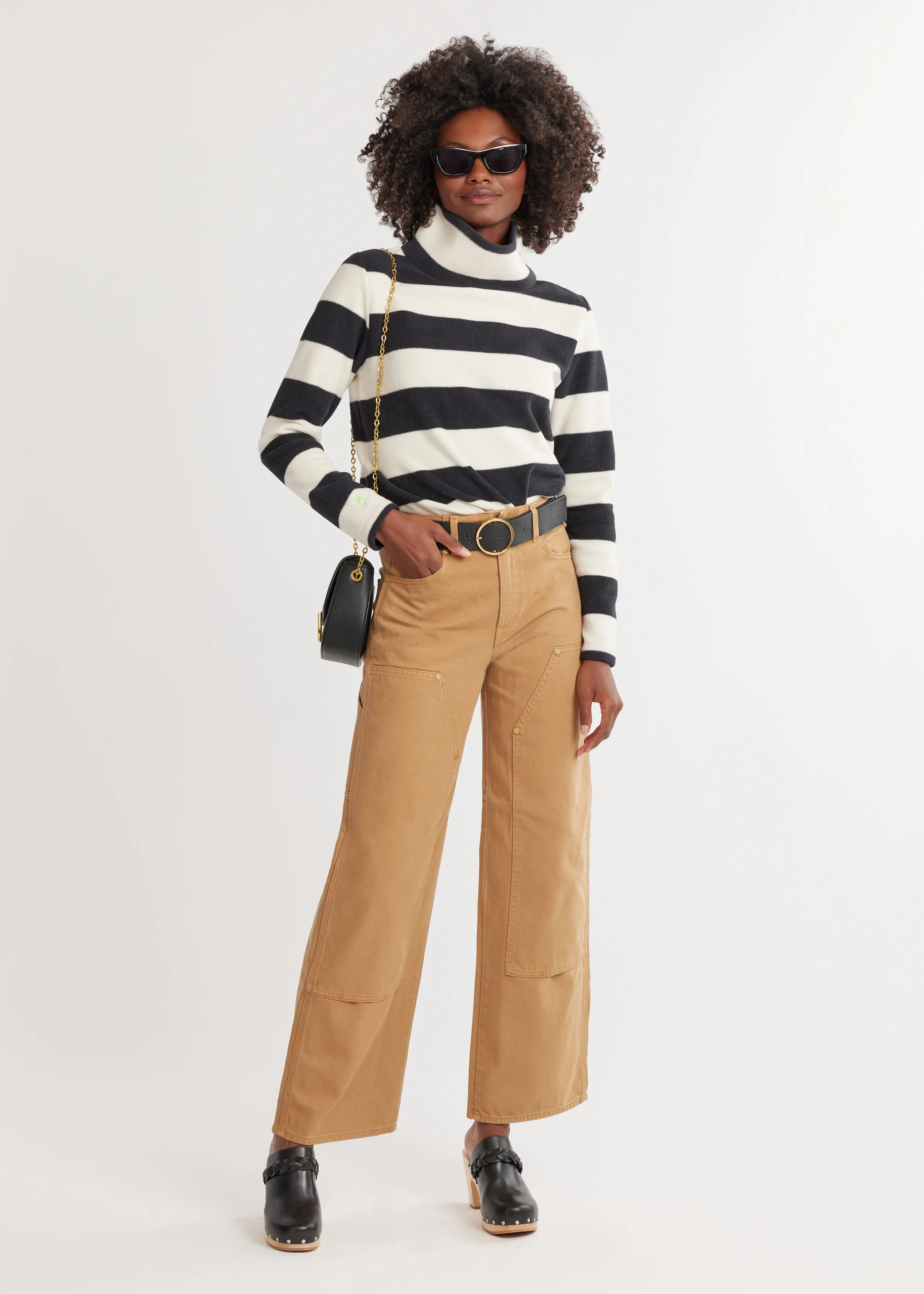 Greenpoint Turtleneck in Vello Fleece (Black/Cream Wide Stripe) sold by Dudley Stephens product image thumbnail 2