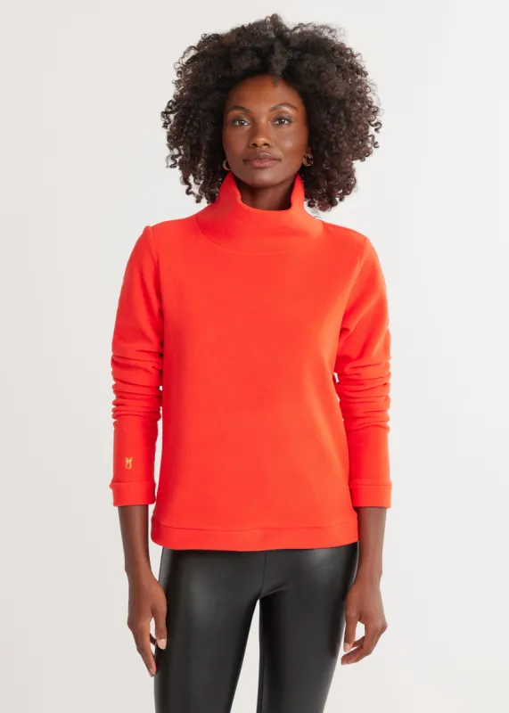 Park Slope Turtleneck in Vello Fleece (Poppy Red) sold by Dudley Stephens