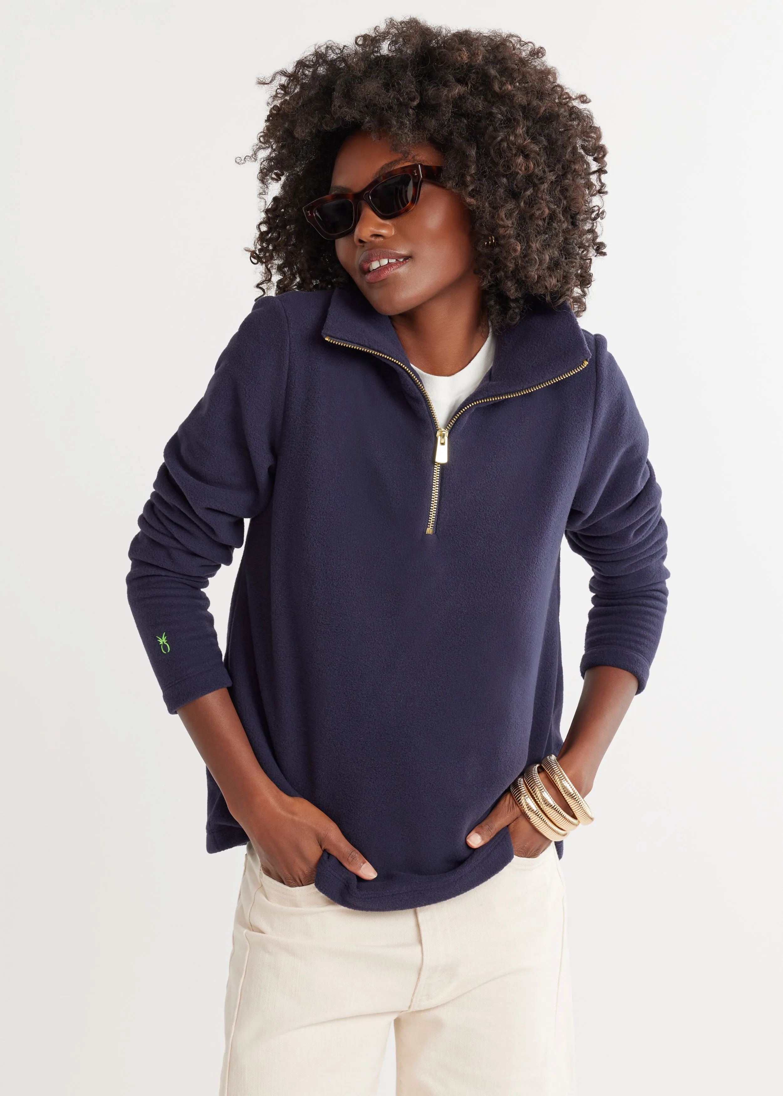 Manchester Pullover in Vello Fleece (Navy) sold by Dudley Stephens