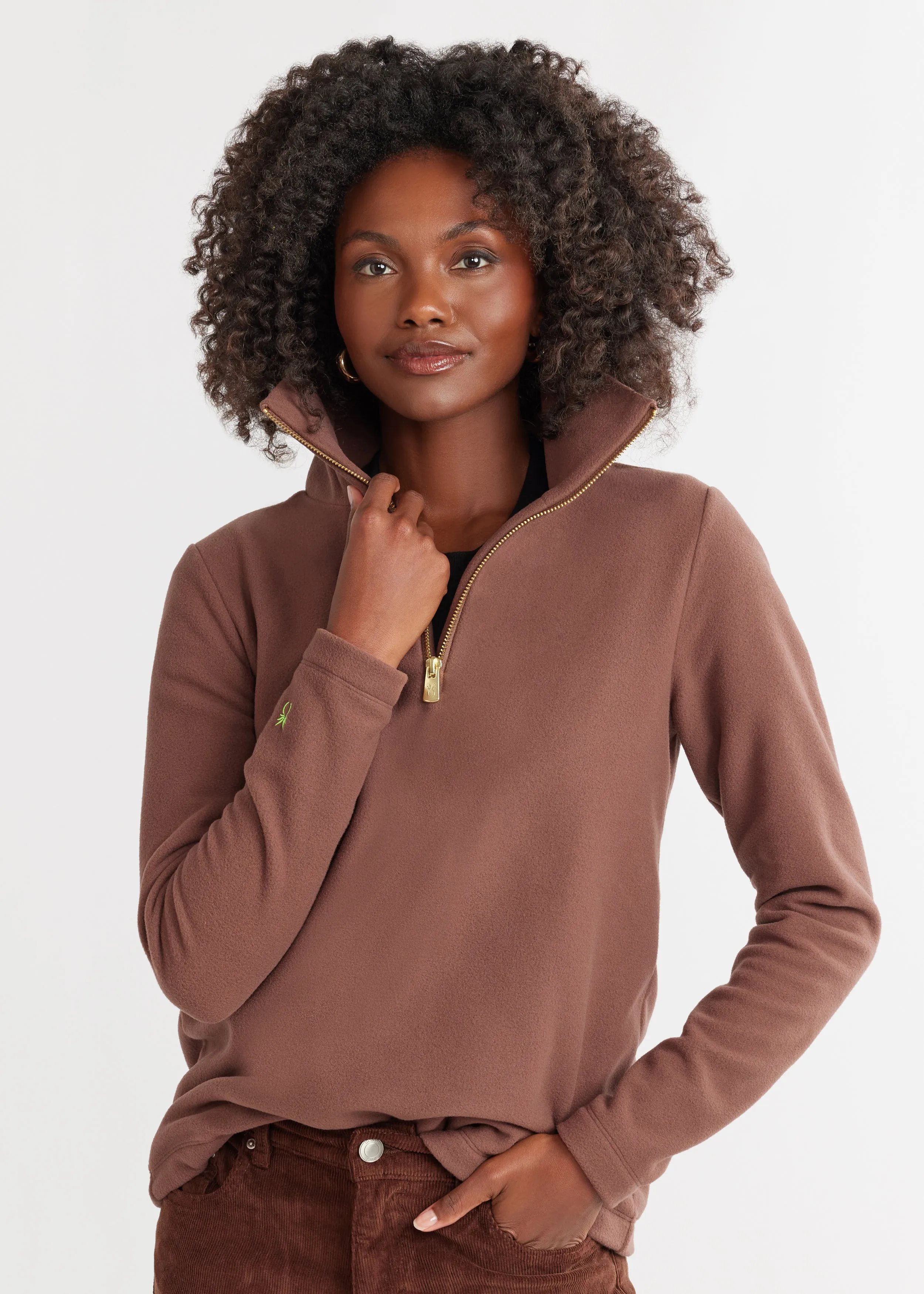 Manchester Pullover in Vello Fleece (Chestnut) sold by Dudley Stephens