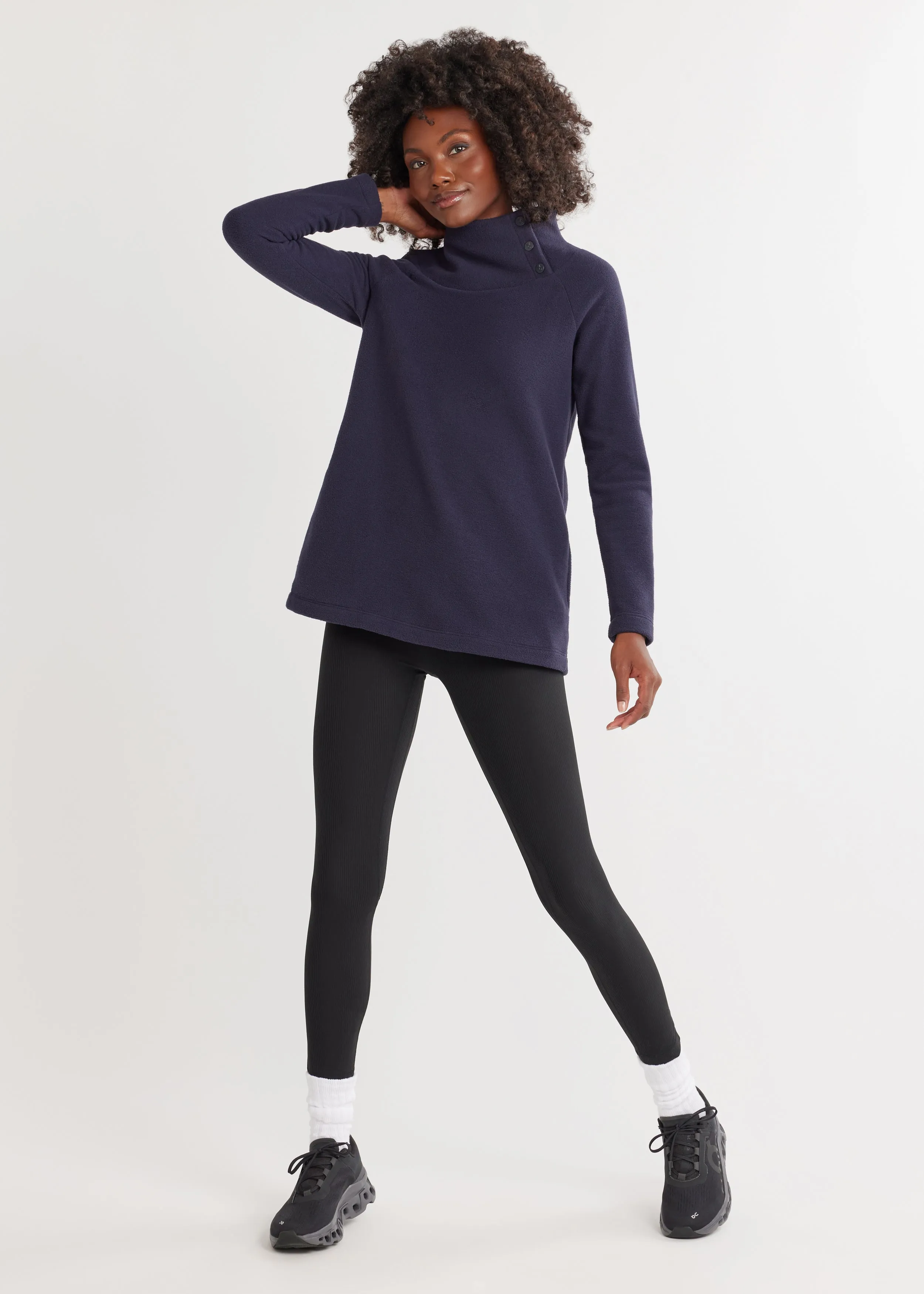 Marielle Mock Neck in Vello Fleece (Navy) sold by Dudley Stephens product image thumbnail 3