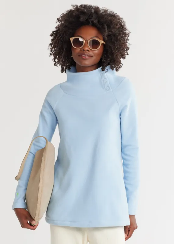 Marielle Mock Neck in Vello Fleece (Ice Blue) sold by Dudley Stephens