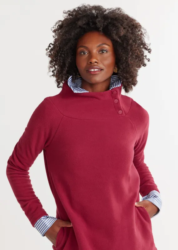 Marielle Mock Neck in Vello Fleece (Burgundy) sold by Dudley Stephens