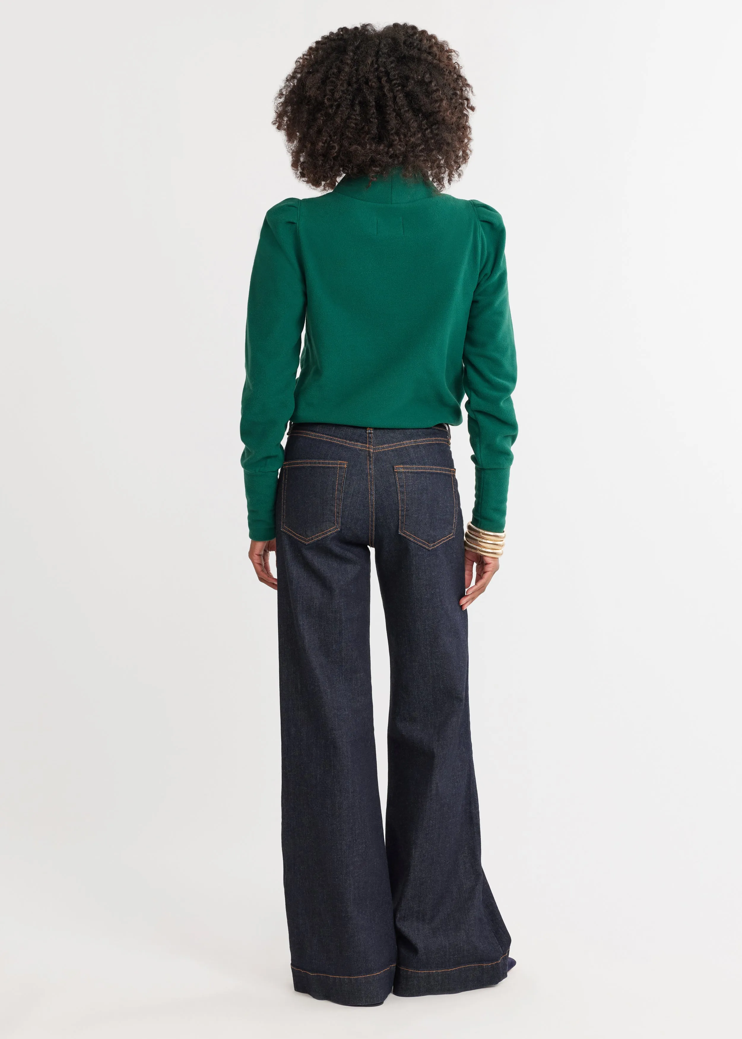 Palace Puff Sleeve Turtleneck in Vello Fleece (Emerald) sold by Dudley Stephens product image thumbnail 4