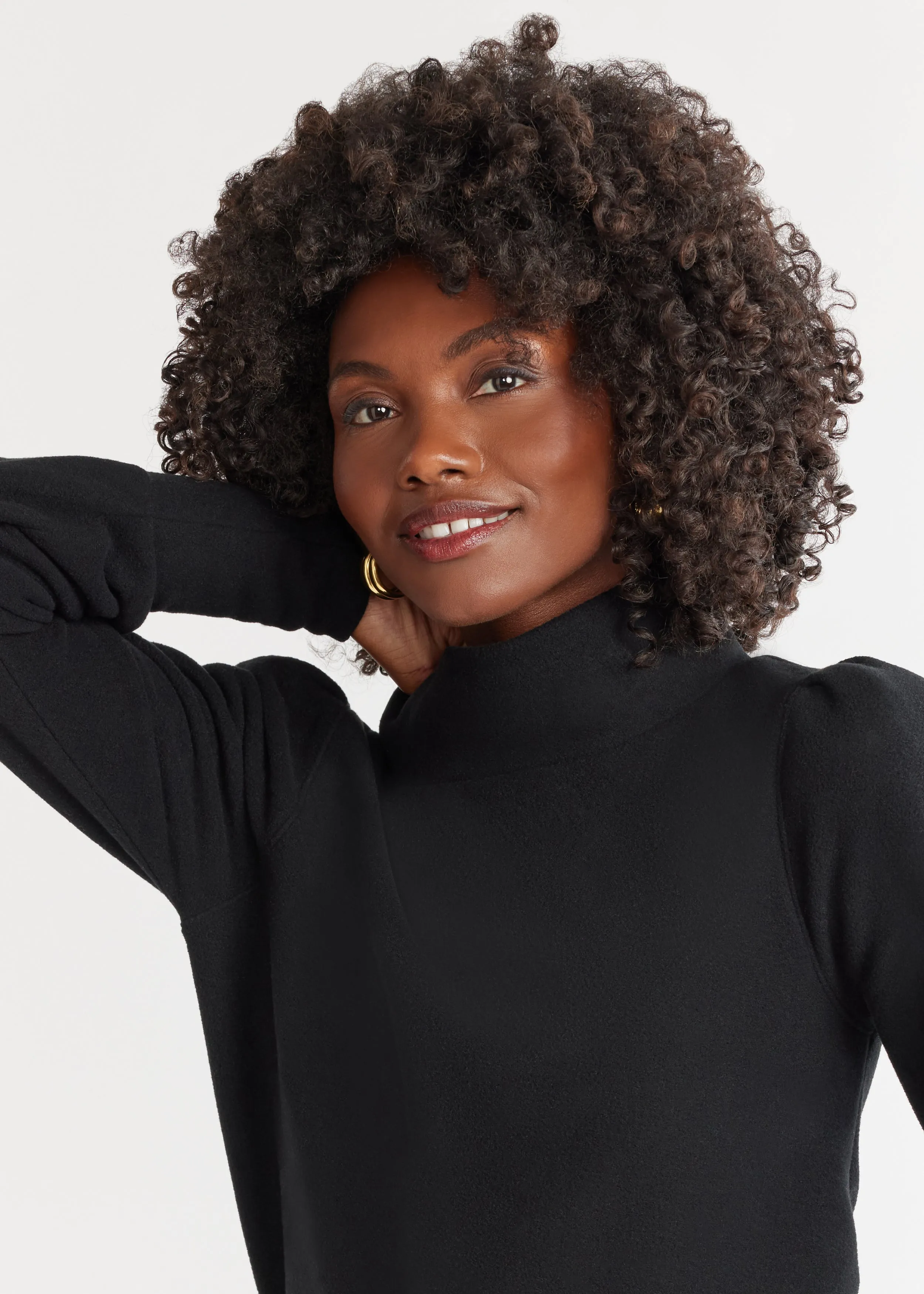 Palace Puff Sleeve Turtleneck in Vello Fleece (Black) sold by Dudley Stephens product image thumbnail 3