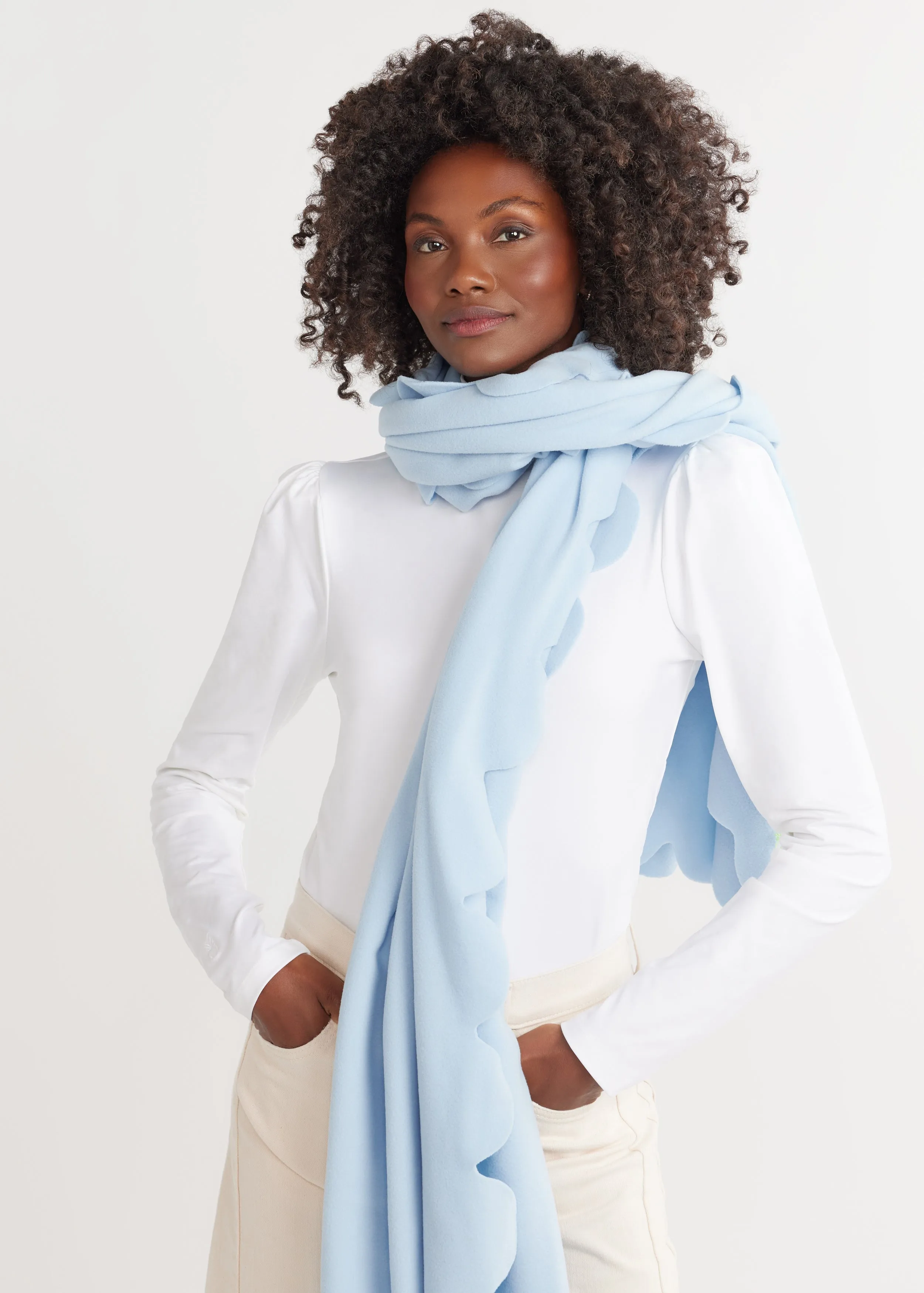 Five Mile River Scarf in Vello Fleece (Ice Blue) sold by Dudley Stephens