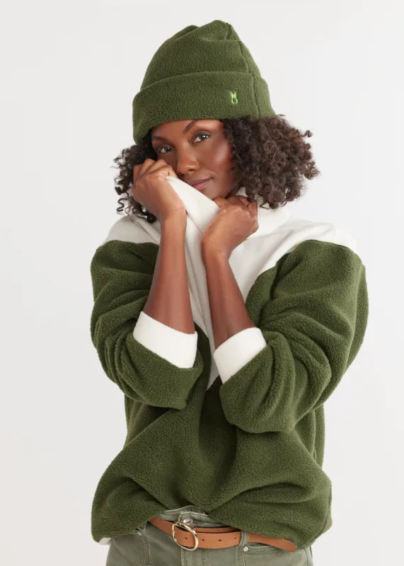 Beatrice Beanie in Sherpa Fleece (Spruce) sold by Dudley Stephens