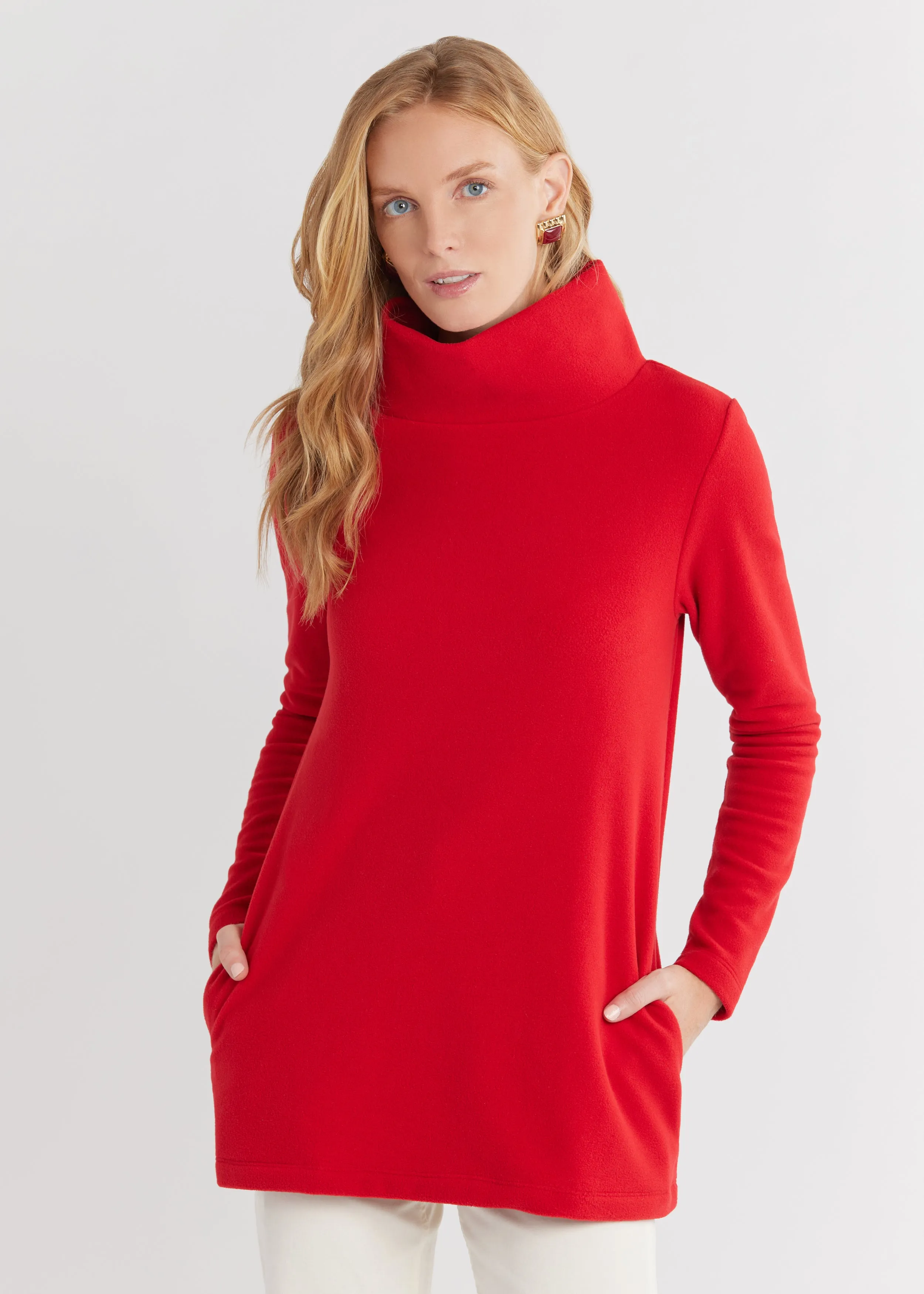 Cobble Hill Turtleneck in Vello Fleece (Scarlet) sold by Dudley Stephens product image thumbnail 3